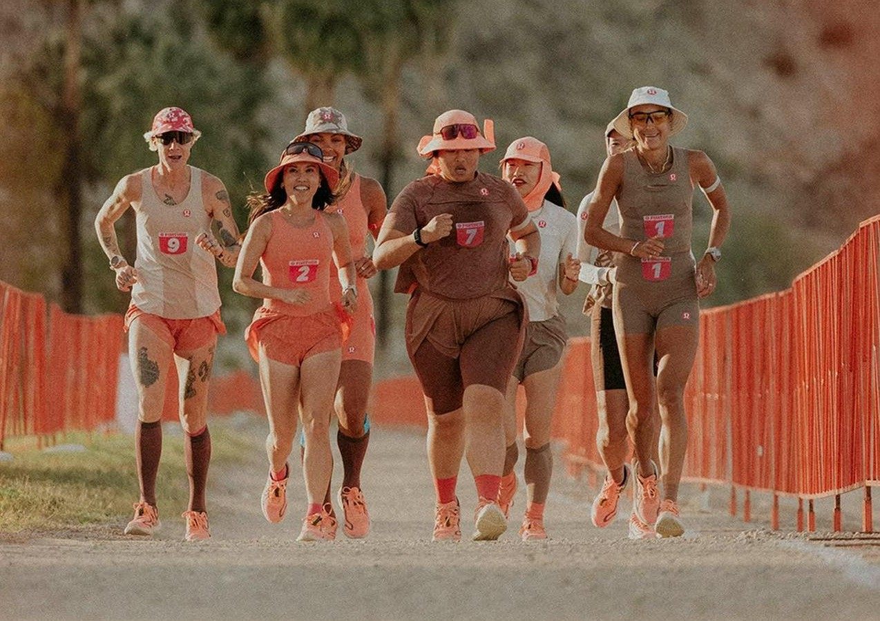 Hongkonger Vriko Kwok (centre) takes part in Lululemon’s six-day ultra-marathon event “Further” with other runners in California in March 2024. Photo: Instagram/lululemon