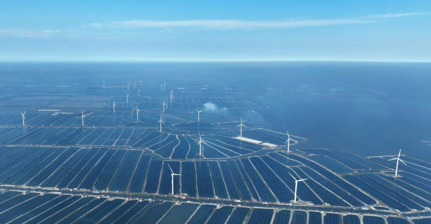 This aerial photo shows the view of a marine farm in Jianggezhuang township in Laoting county, North China’s Hebei province, on July 17, 2023. Photo: Xinhua