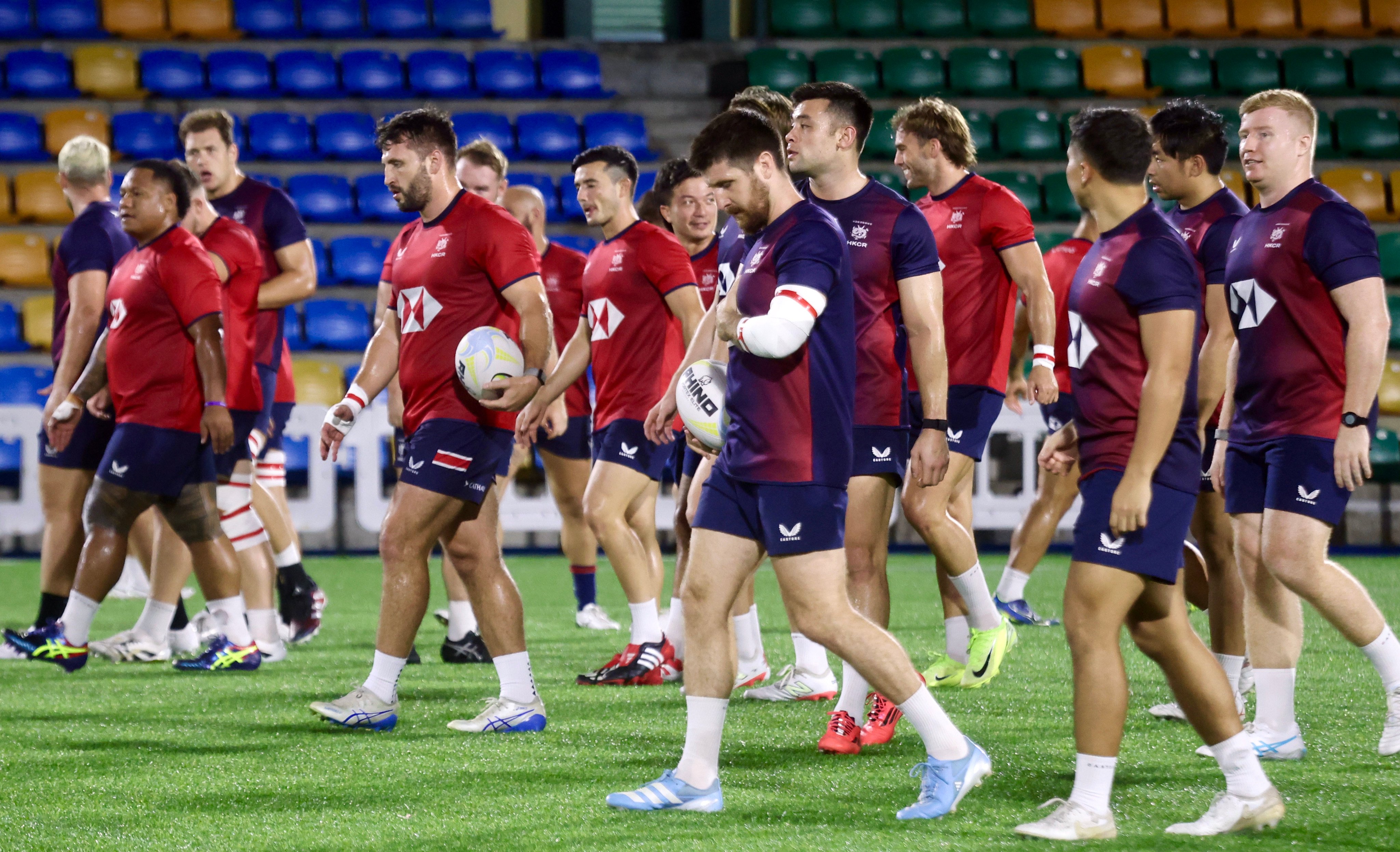 Hong Kong training at the Hong Kong Football Club ahead of their crucial Rugby World Cup qualifier against South Korea in Incheon on Saturday. Photo: Jonathan Wong