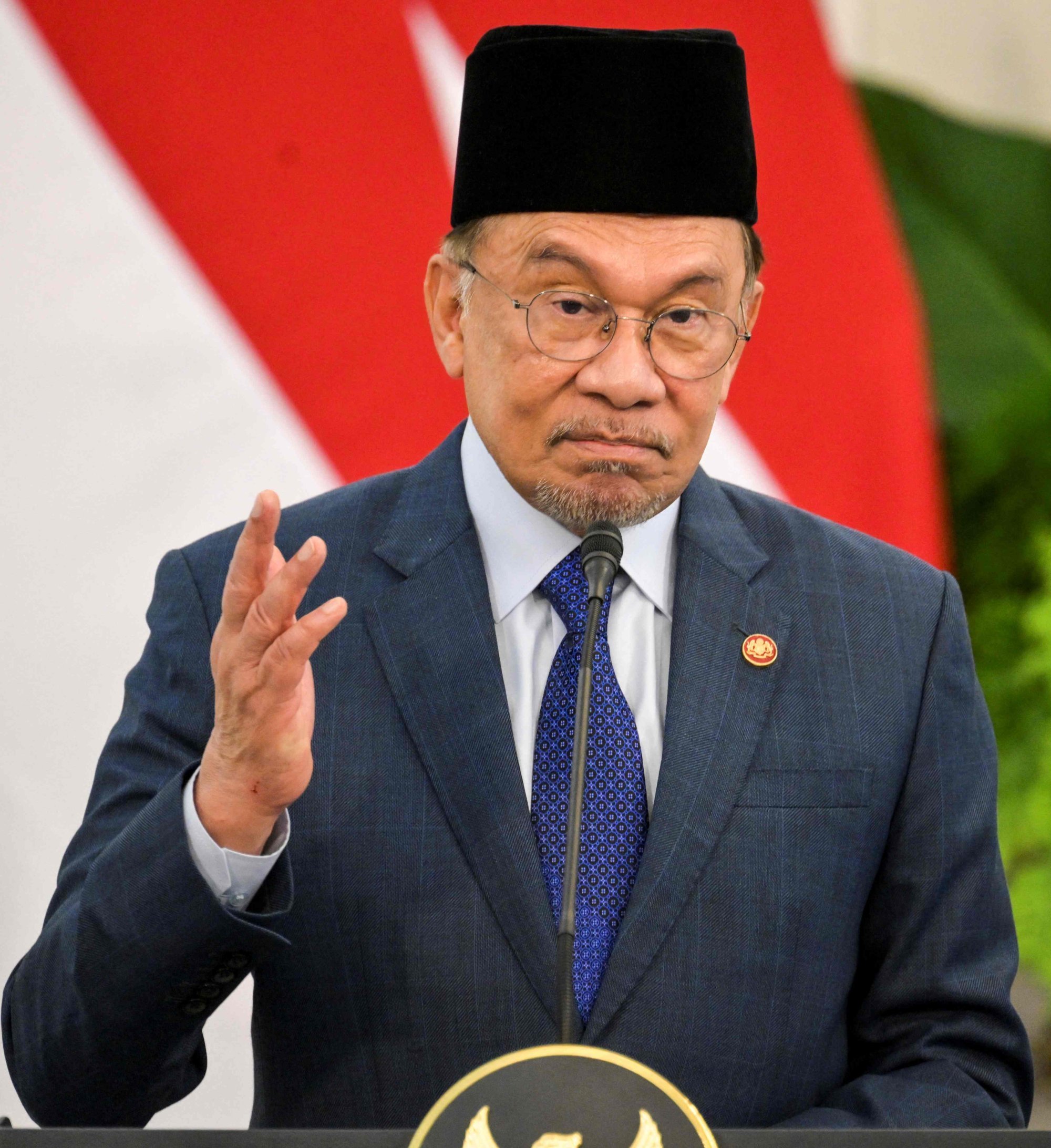 Malaysian Prime Minister Anwar Ibrahim at a press conference in Jakarta on June 27. Photo: AFP