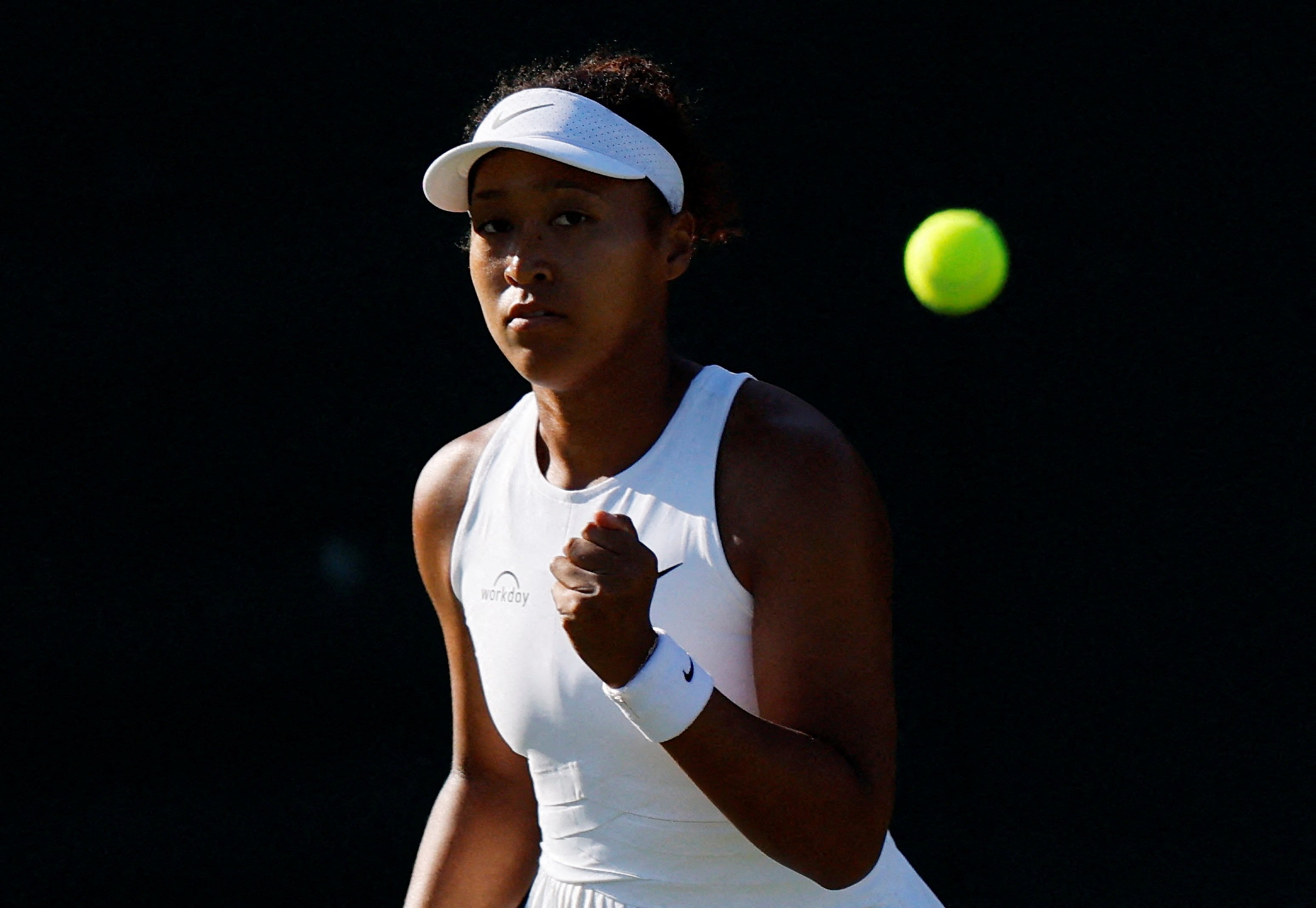 Japan’s Naomi Osaka celebrates beating the Czech Republic’s Katerina Siniakova. Photo: Reuters