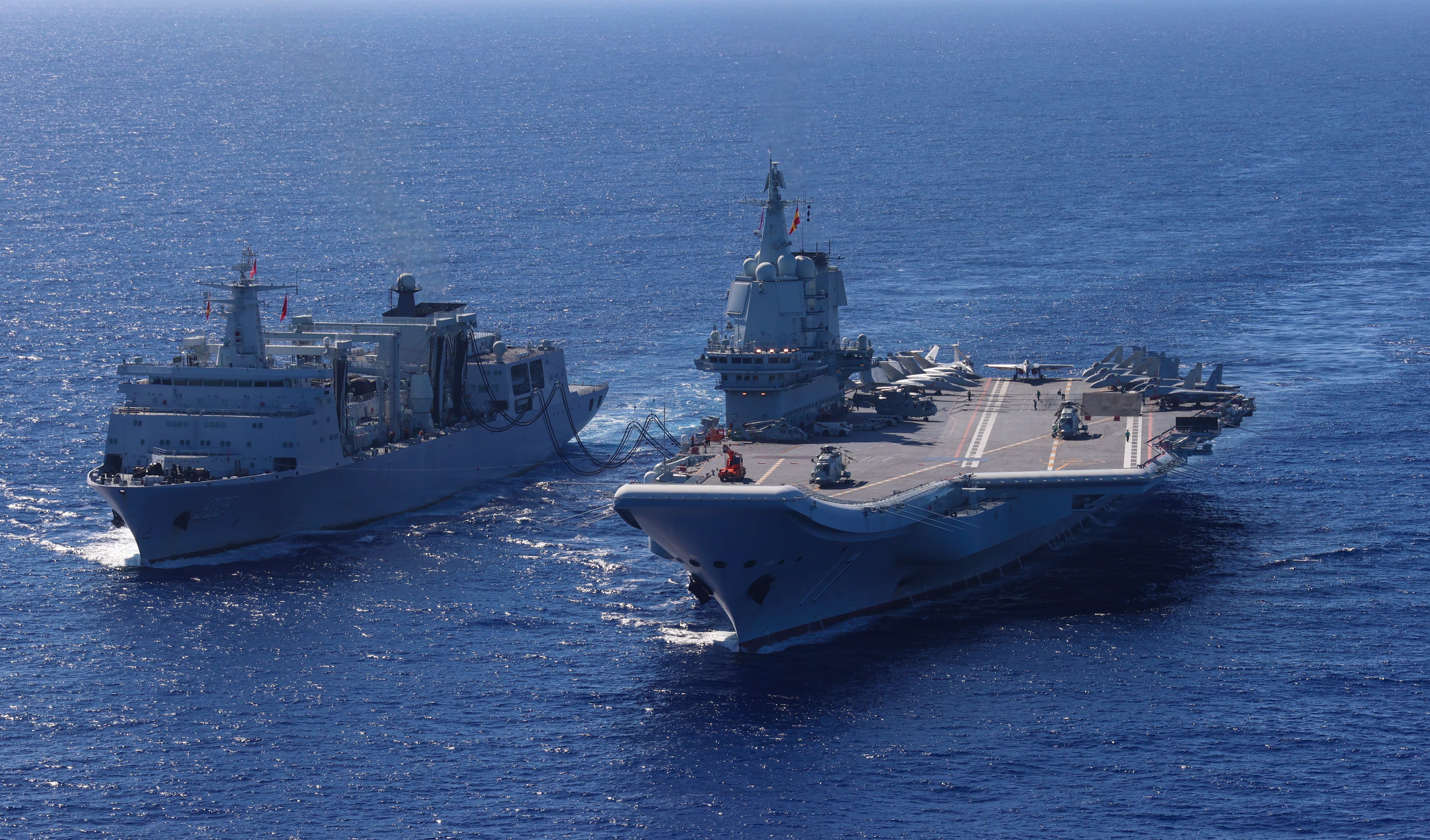 Chinese state media has shown the Shandong and Liaoning aircraft carriers engaging in drills featuring reconnaissance and early warning, defensive and counterstrike operations as well as assaults and tactical flights. Photo: Xinhua