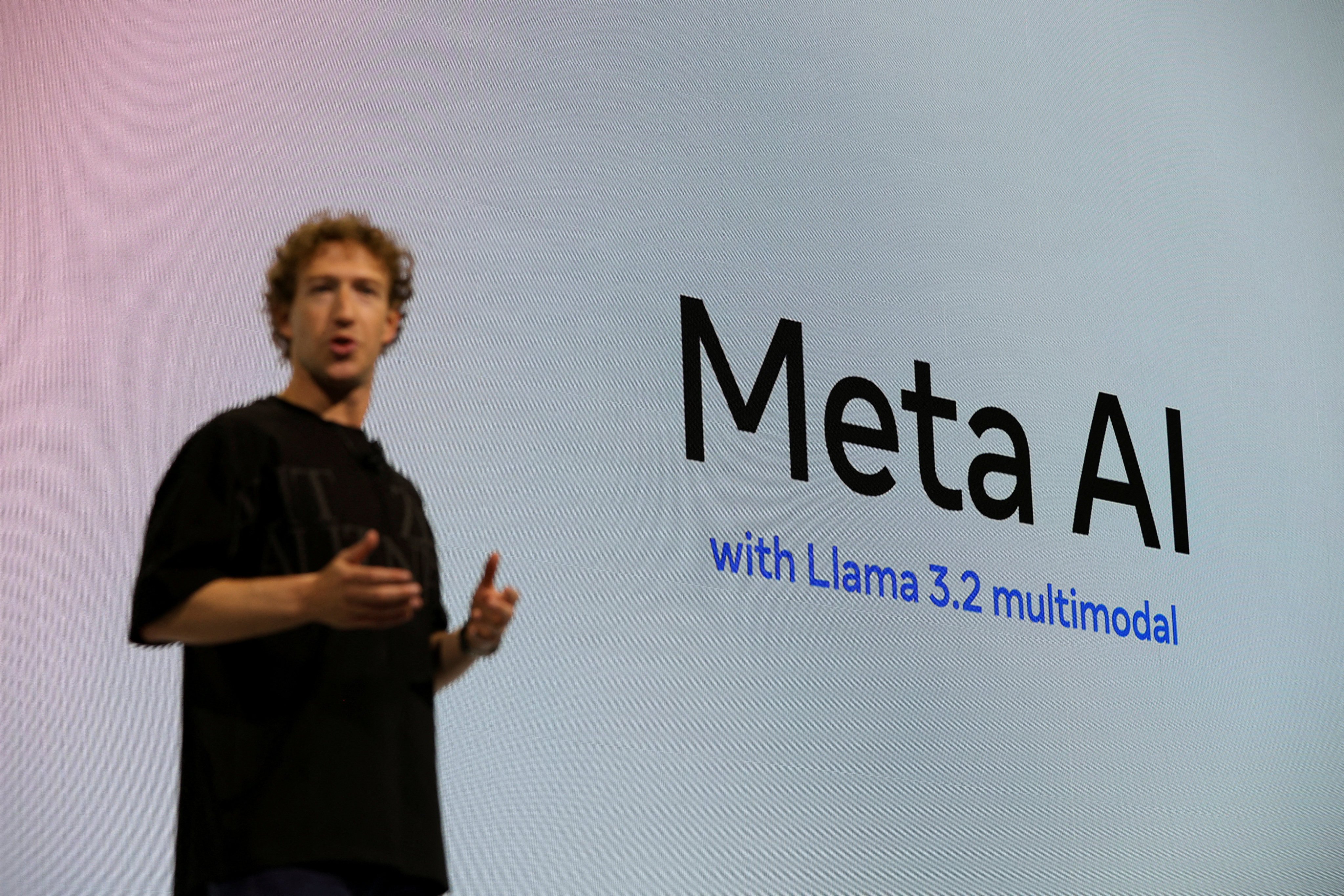 Meta Platforms CEO Mark Zuckerberg makes a keynote speech during the Meta Connect annual event, at the company’s headquarters in Menlo Park, California, on September 25, 2024. Photo: Reuters