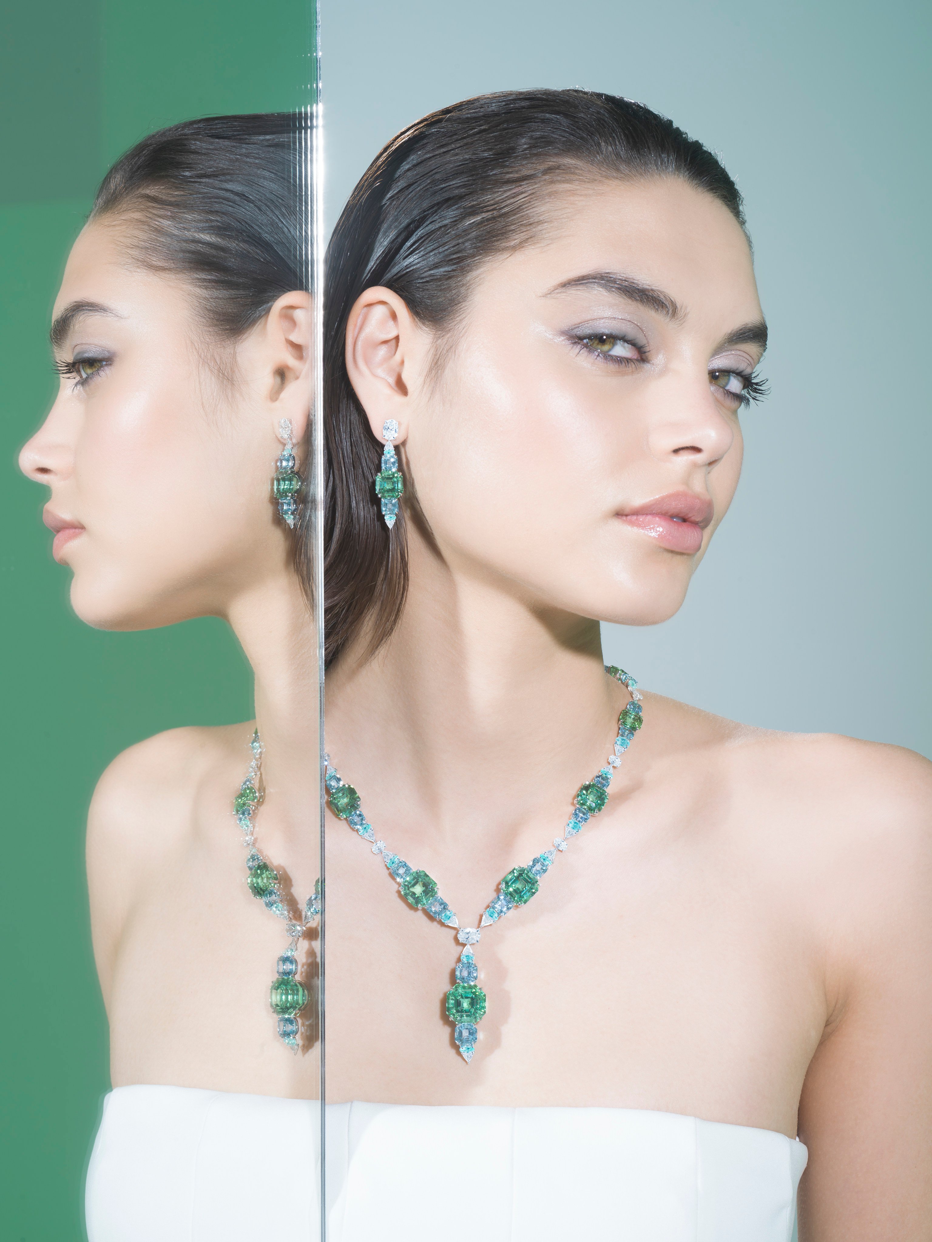 Boghossian’s Lirya collection brings aquamarines, rubellites, green tourmalines, moonstones and other gems together in vivid high jewellery pieces. Photo: Handout