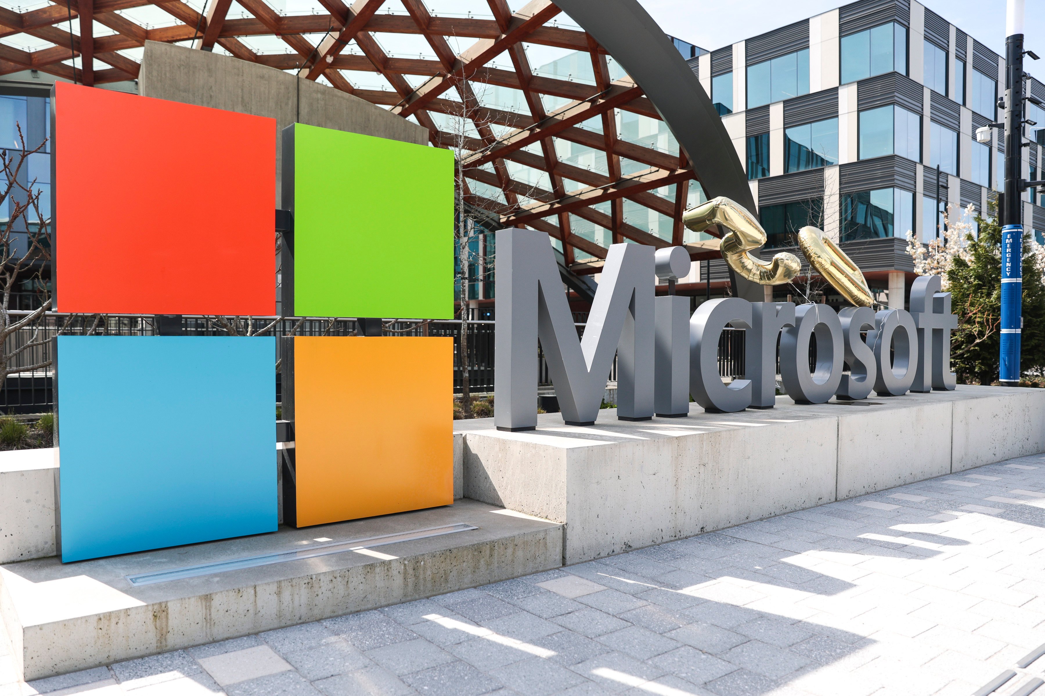 A Microsoft sign at the company’s headquarters in Redmond, Washington. Photo: AP Photo