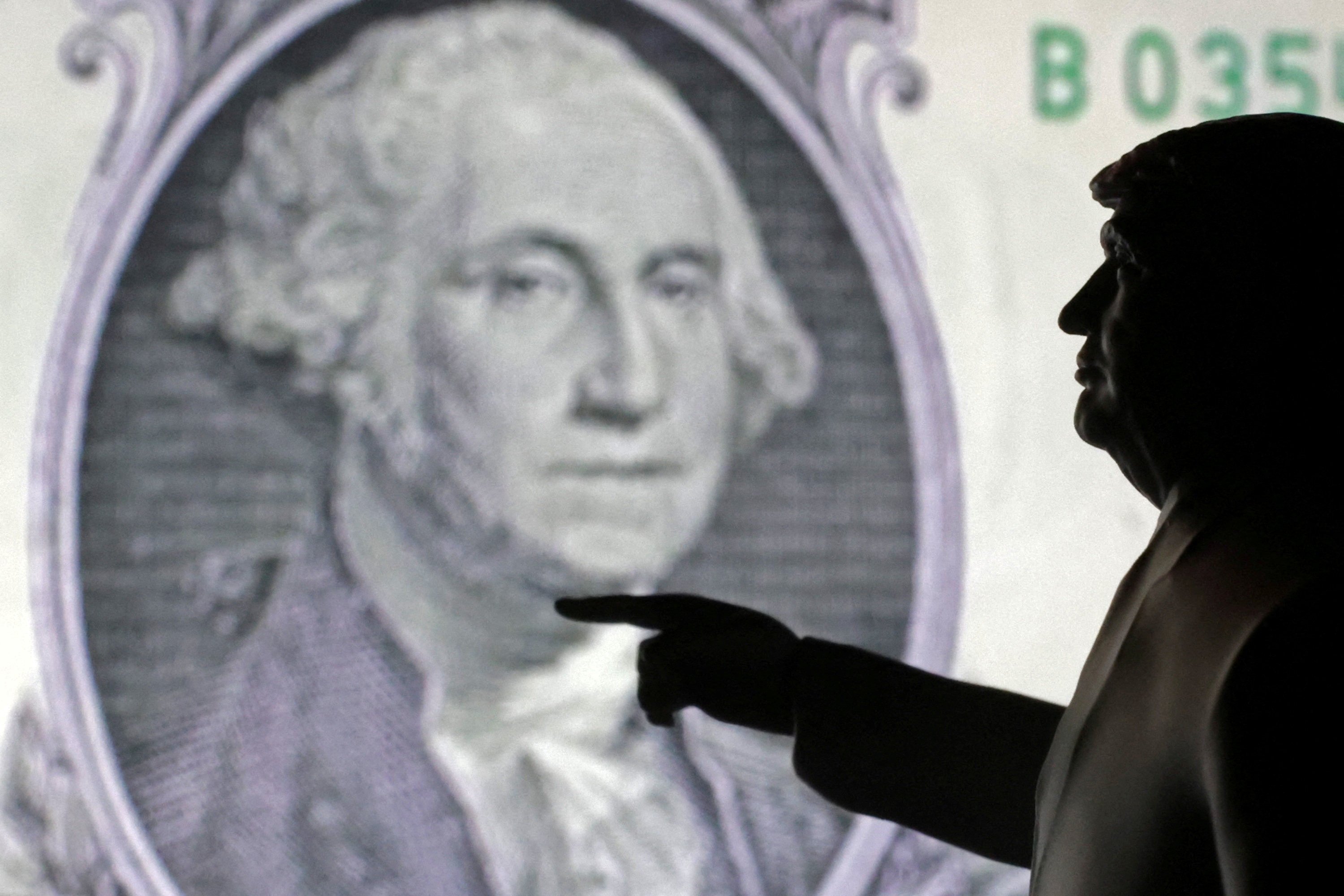 A photo illustration of a 3D-printed miniature model of US President Donald Trump and representation of US dollar banknote. Just because the US could remain a relative safe haven does not mean the erosion of confidence in its policymaking should be downplayed. Photo: Reuters