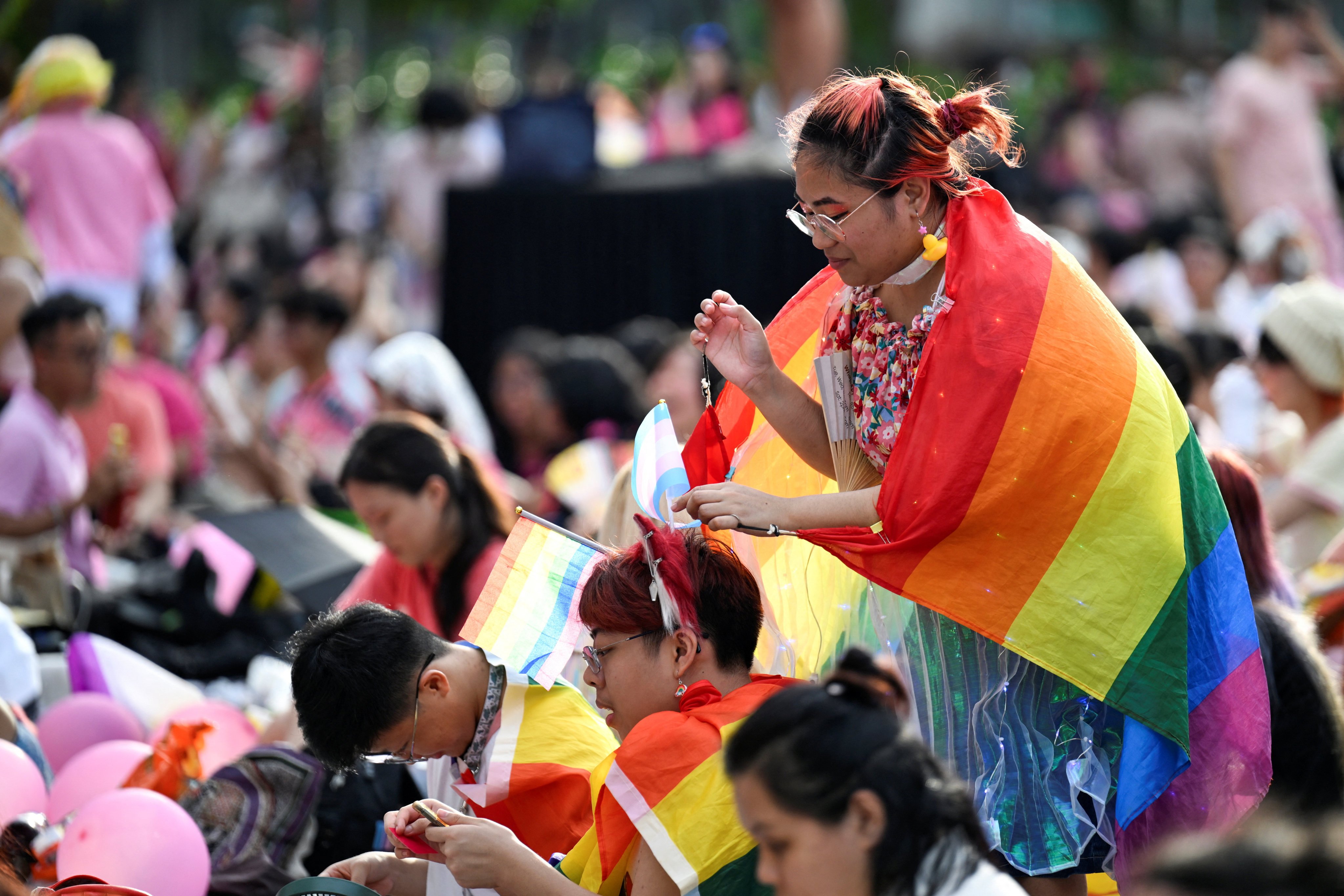 People attend the Pink Dot rally in Singapore in June 2024. In January 2023, Singapore struck off Section 377A of the Penal Code, which criminalised sex between men. Photo: Reuters