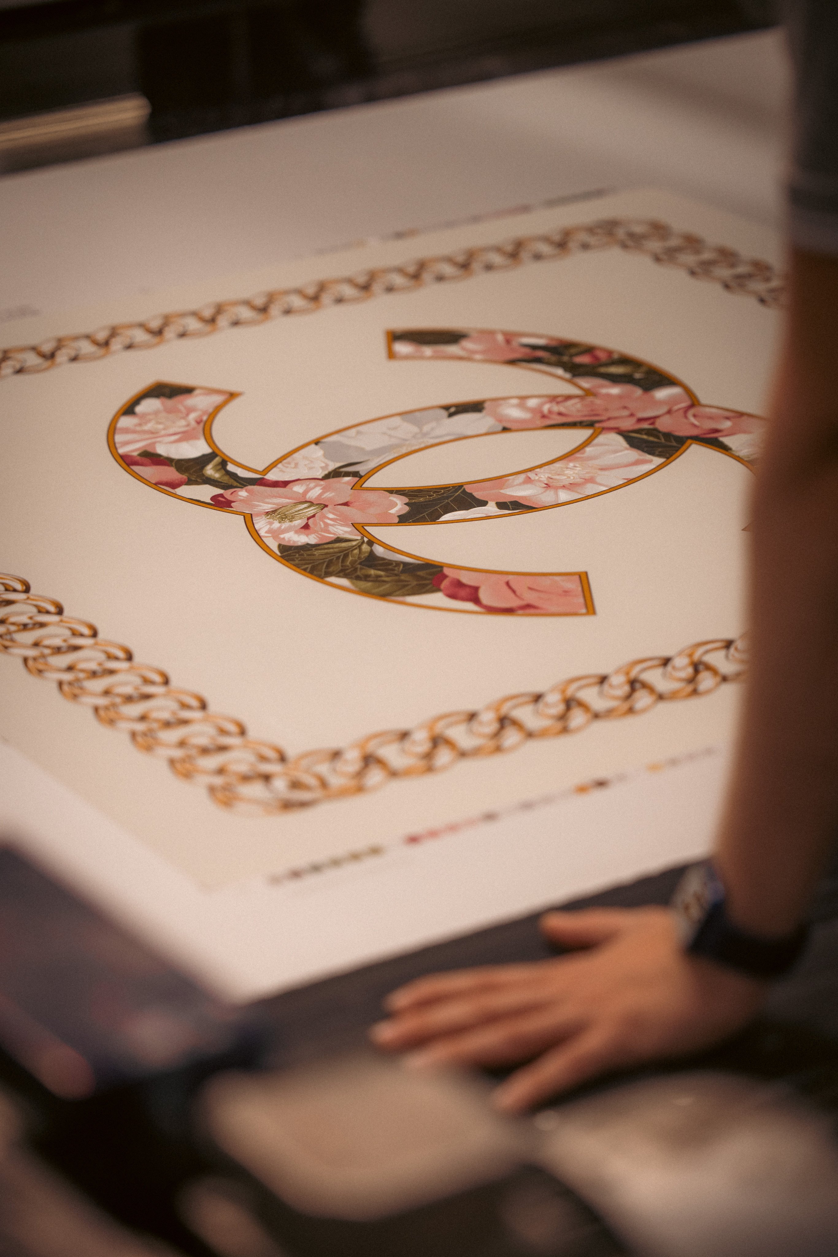 The making of Chanel silk scarves at the Mantero factory in Como, Italy. Photo: Handout