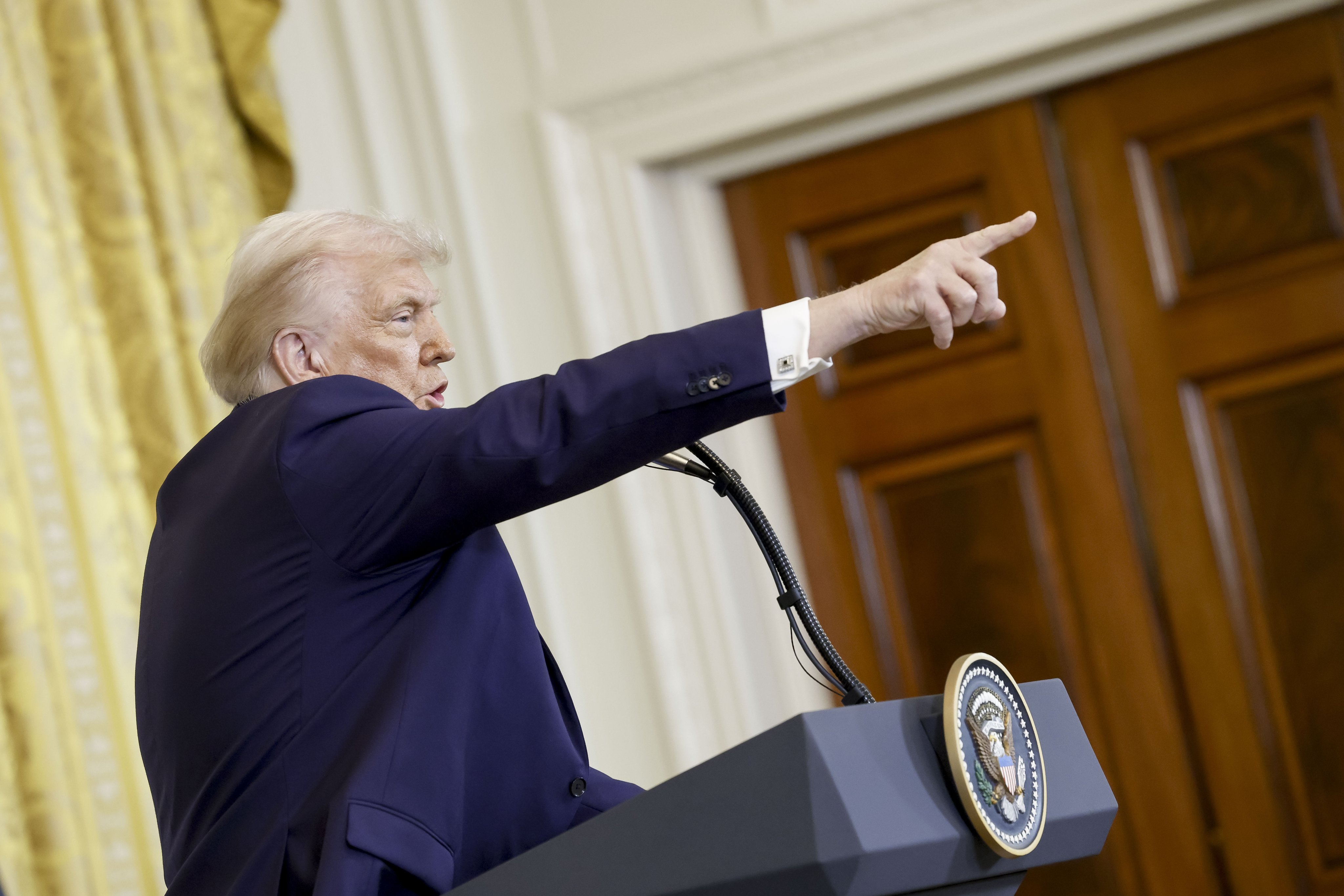 US President Donald Trump speaks during a joint press conference with Israeli Prime Minister Benjamin Netanyahu at the White House earlier this year. Photo: EPA-EFE