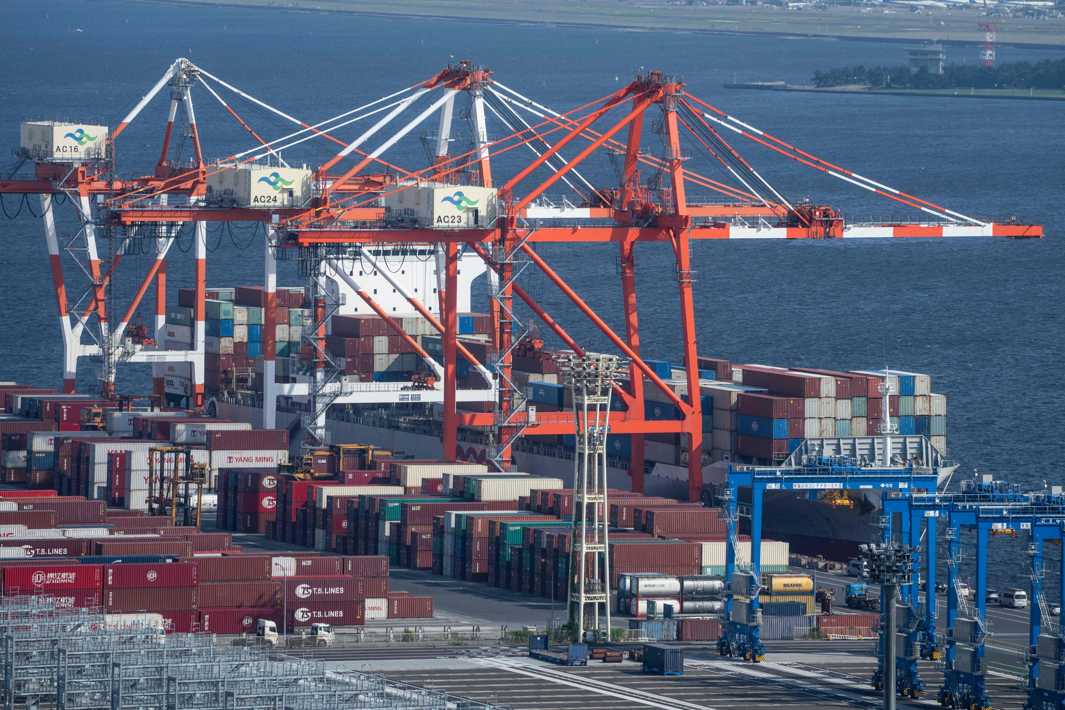 Tokyo’s international cargo terminal on Friday. Japan could be hit by US tariffs as high as 35 per cent when the 90-day pause ends on July 9. Photo: AFP
