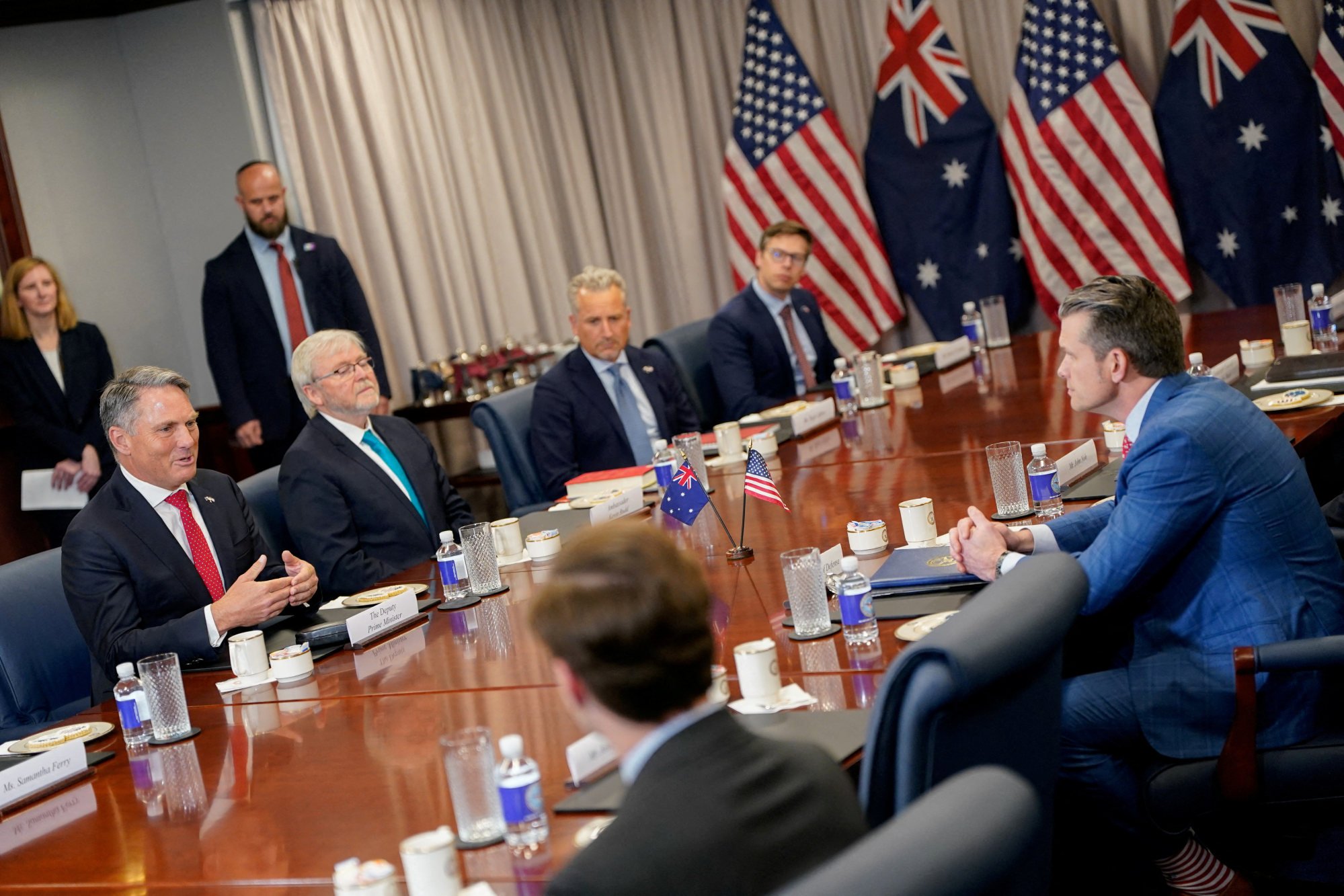 US Defence Secretary Pete Hegseth meets with Australian Defence Minister and Deputy Prime Minister Richard Marles in Washington on February 7. Photo: Reuters US Defence Secretary Pete Hegseth meets with Australian Defence Minister and Deputy Prime Minister Richard Marles in Washington on February 7. Photo: Reuters