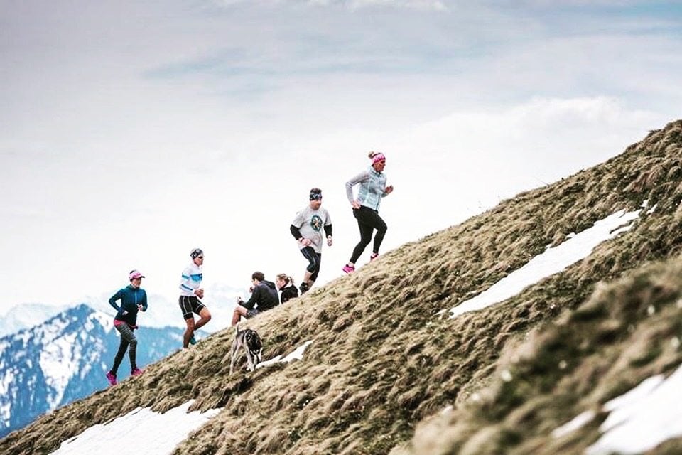 Petra Thaller leads a group on a mountain hike. The veteran mountaineer set up Outdoor Against Cancer after her own cancer diagnosis in 2015, to help convince others of the power of outdoor exercise in helping cancer survivors heal. Photo: OAC