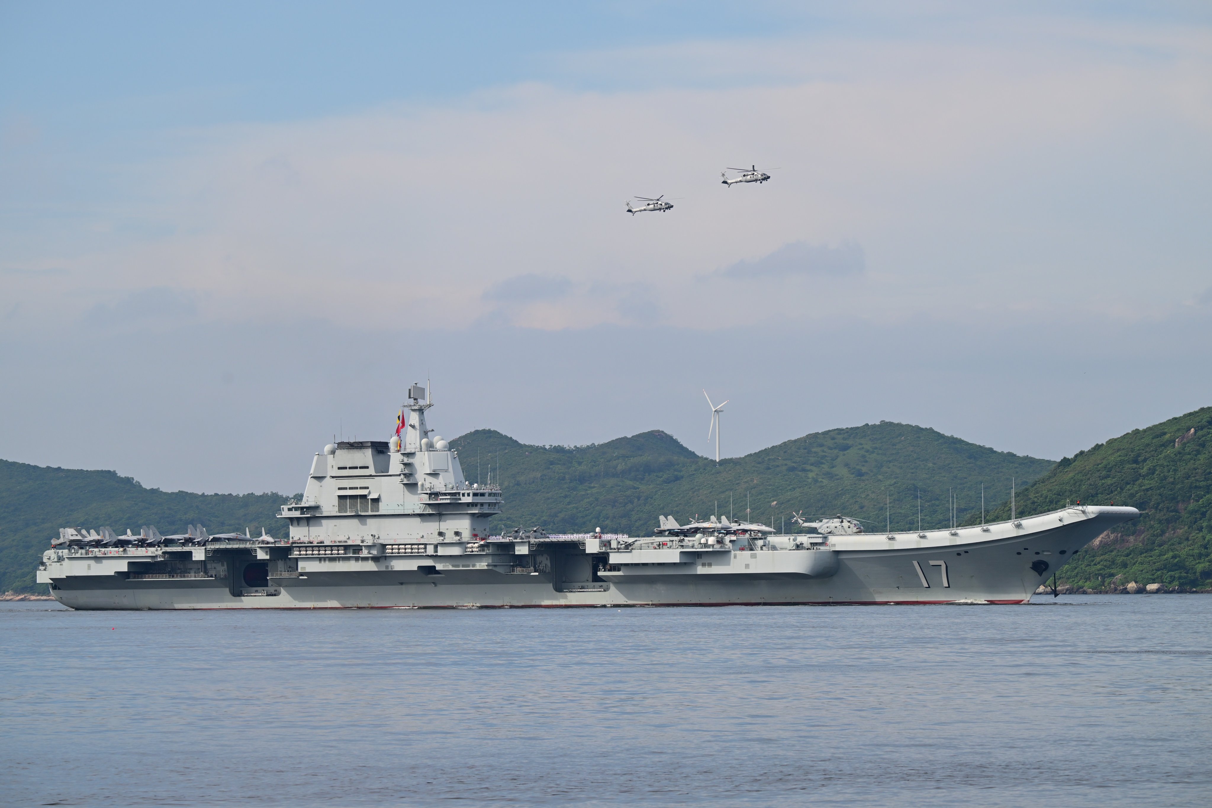 China’s first domestically built aircraft carrier, Shandong, is in Hong Kong for a five-day port call. Photo: Photo: Xinhua