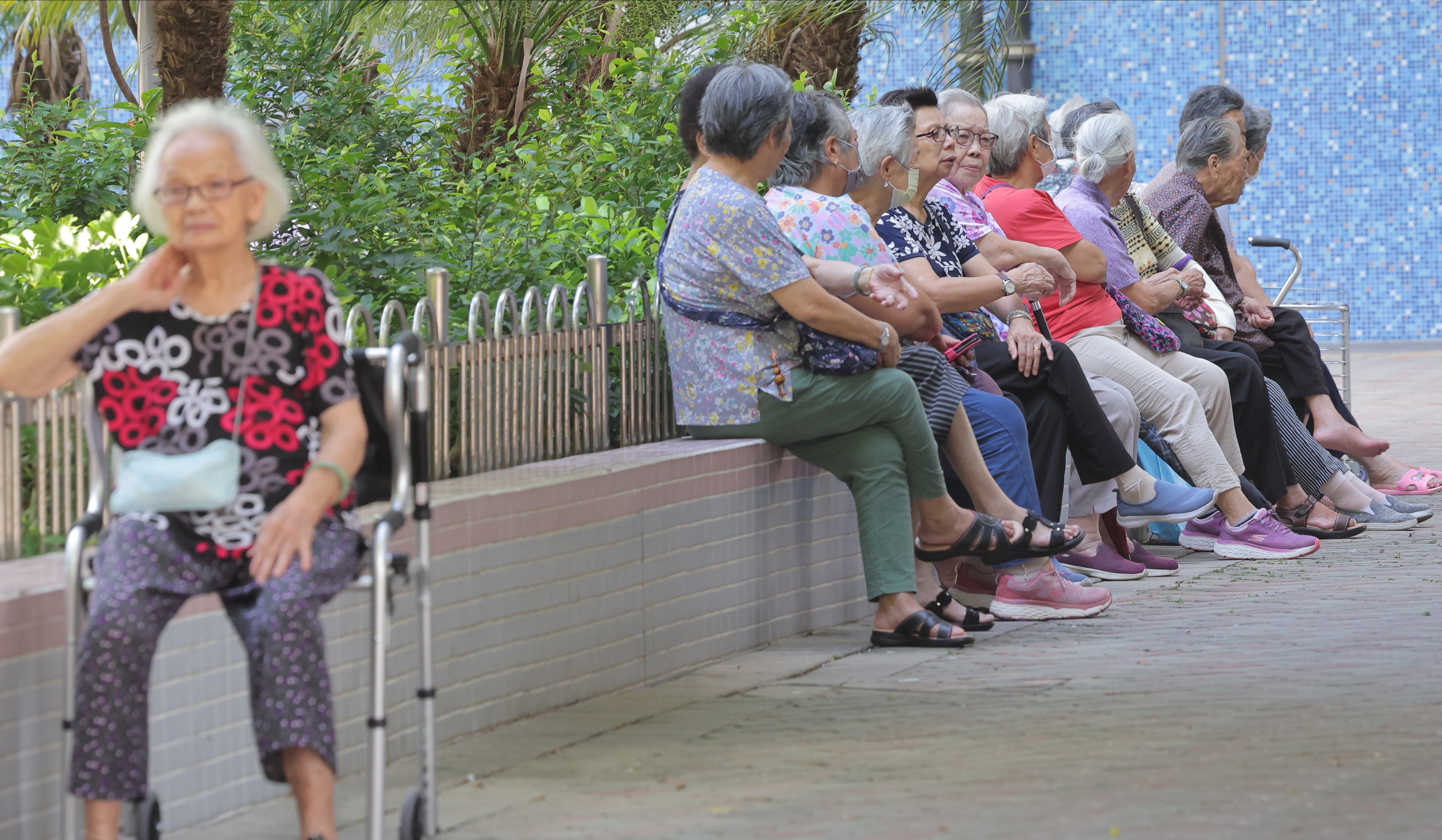 Elderly Hongkongers rest in a park in Cheung Sha Wan on August 16, 2023. Photo: Jelly Tse