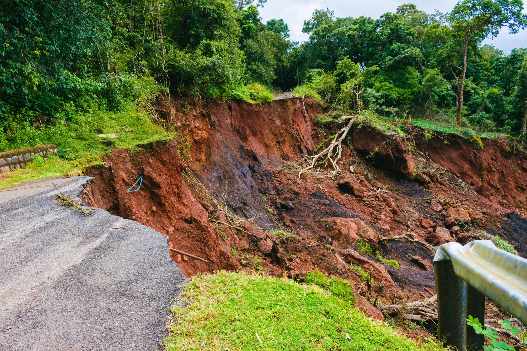 A road that was washed away by a landslide near Yellapur in India’s Karnataka state, some 50km from Jondalgatti. Photo: Shutterstock A road that was washed away by a landslide near Yellapur in India’s Karnataka state, some 50km from Jondalgatti. Photo: Shutterstock