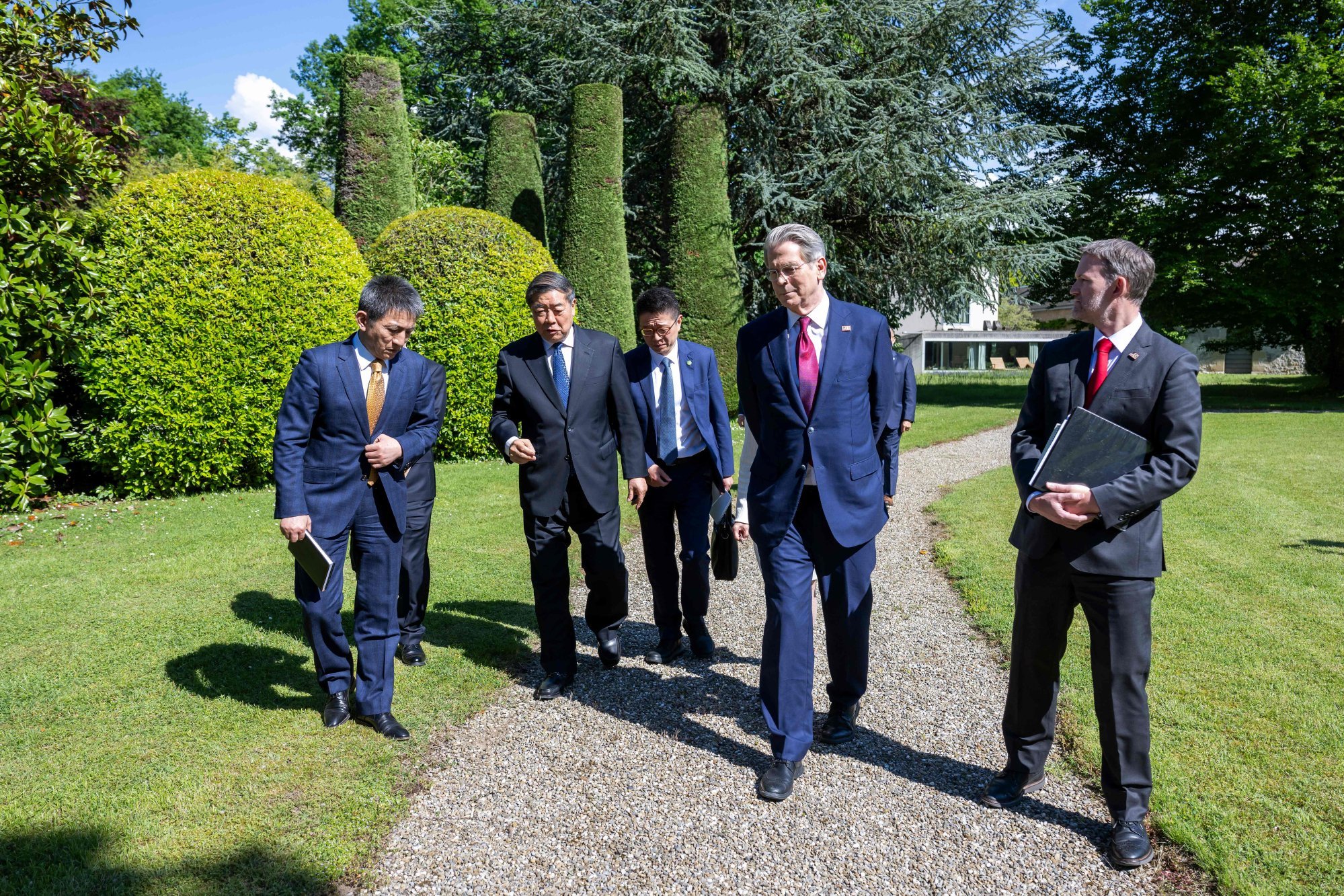In this photo released by the Swiss foreign ministry, Chinese Commerce Minister Li Chenggang (far left), Chinese Vice-Premier He Lifeng (second left), US Treasury Secretary Scott Bessent (second right) and US Trade Representative Jamieson Greer (far right) walk while discussing tariffs and trade in Geneva, Switzerland on May 10. Photo: FDFA/AFP In this photo released by the Swiss foreign ministry, Chinese Commerce Minister Li Chenggang (far left), Chinese Vice-Premier He Lifeng (second left), US Treasury Secretary Scott Bessent (second right) and US Trade Representative Jamieson Greer (far right) walk while discussing tariffs and trade in Geneva, Switzerland on May 10. Photo: FDFA/AFP