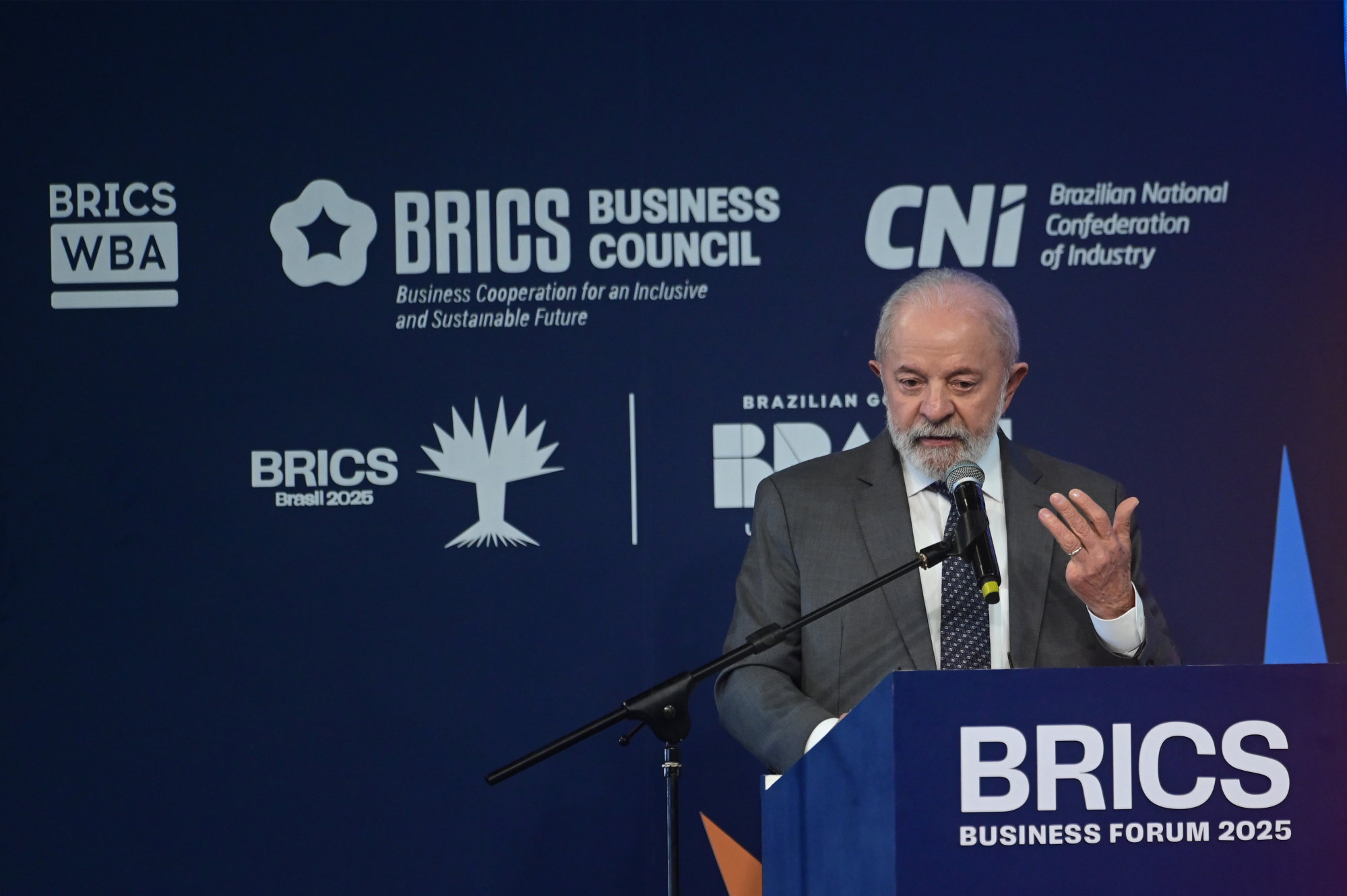 Brazilian President Luiz Inácio Lula da Silva speaking at the opening ceremony. Photo: Xinhua