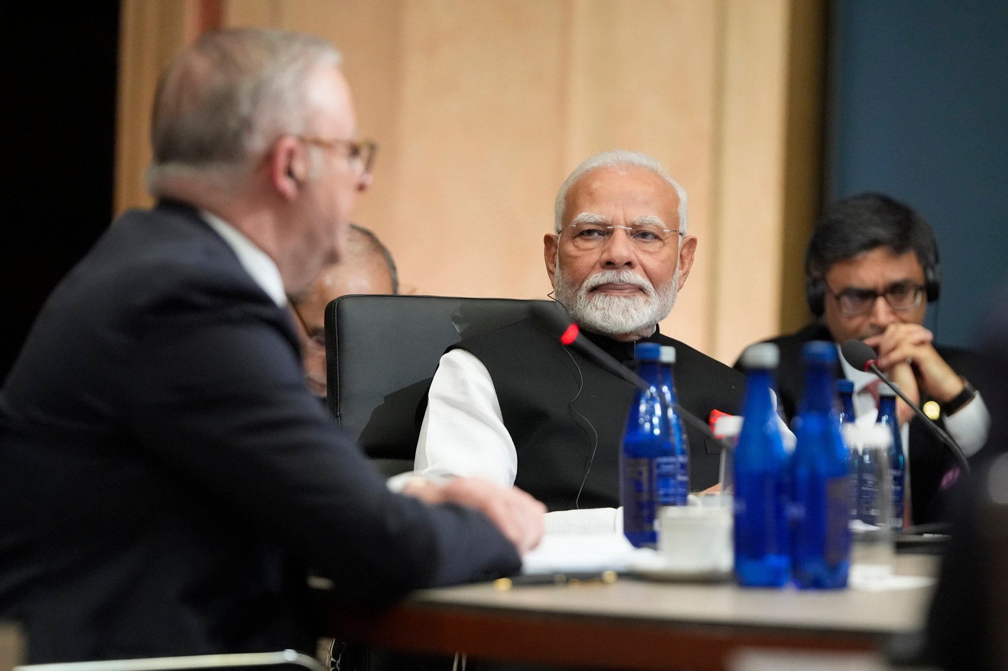 India’s Prime Minister Narendra Modi listens to Australia’s Prime Minister Anthony Albanese, during the 2024 Quad summit in the US. Photo: AP India’s Prime Minister Narendra Modi listens to Australia’s Prime Minister Anthony Albanese, during the 2024 Quad summit in the US. Photo: AP