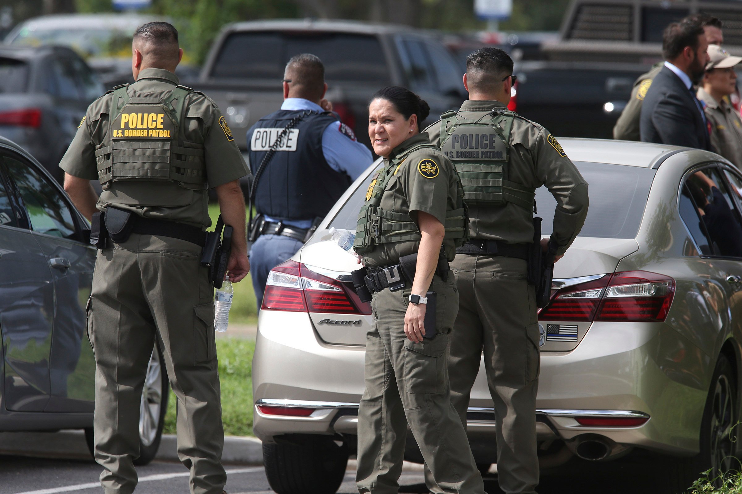 Law enforcement personnel at the scene on Monday in McAllen, Texas. Photo: The Monitor via AP
