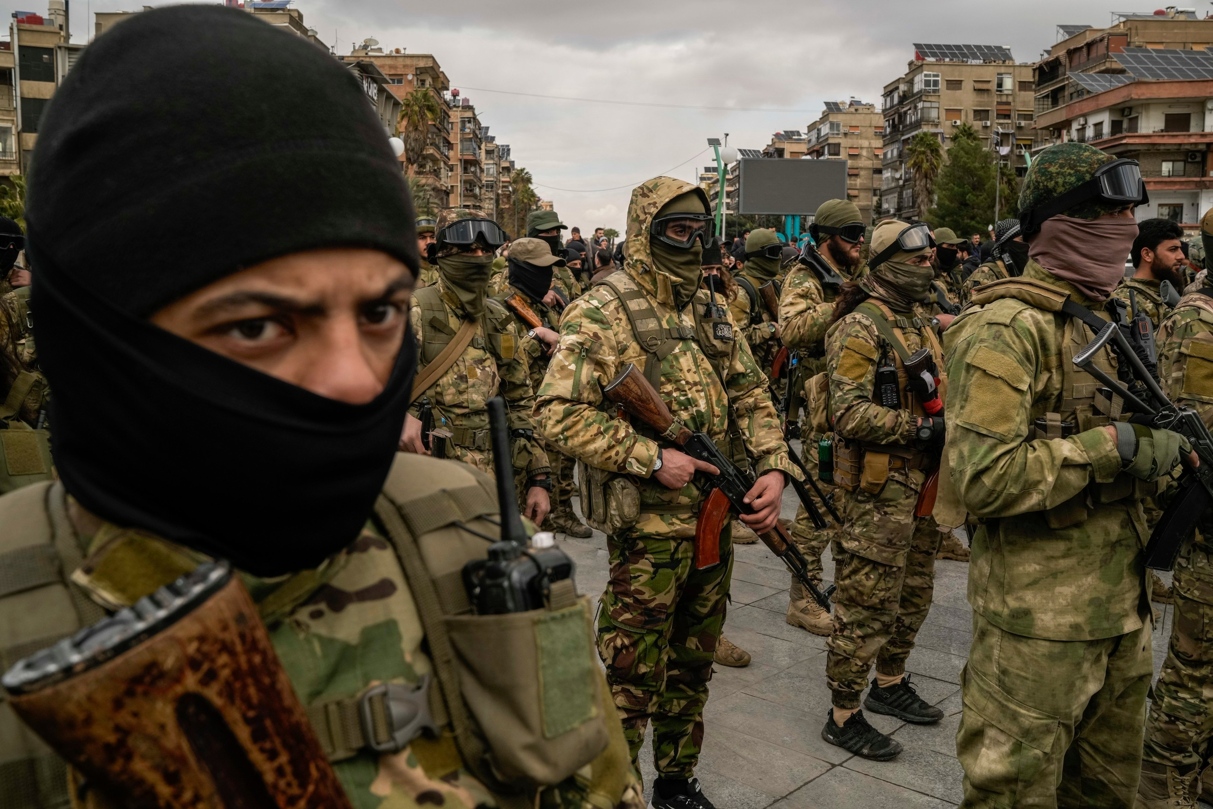 Members of the new armed forces, former rebels who overthrew Bashar al-Assad’s government and now serve in the new Syrian government. File photo: AP