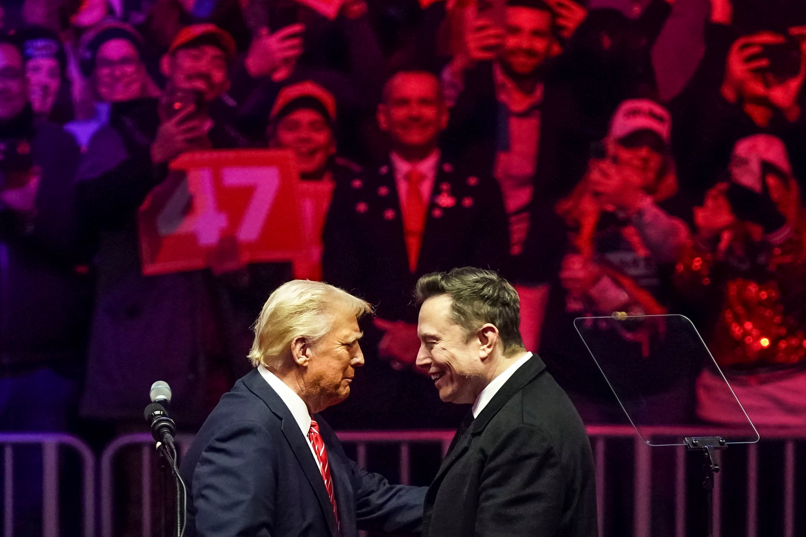 US President-elect Donald Trump (left) with Elon Musk during in Washington in January. Photo: EPA