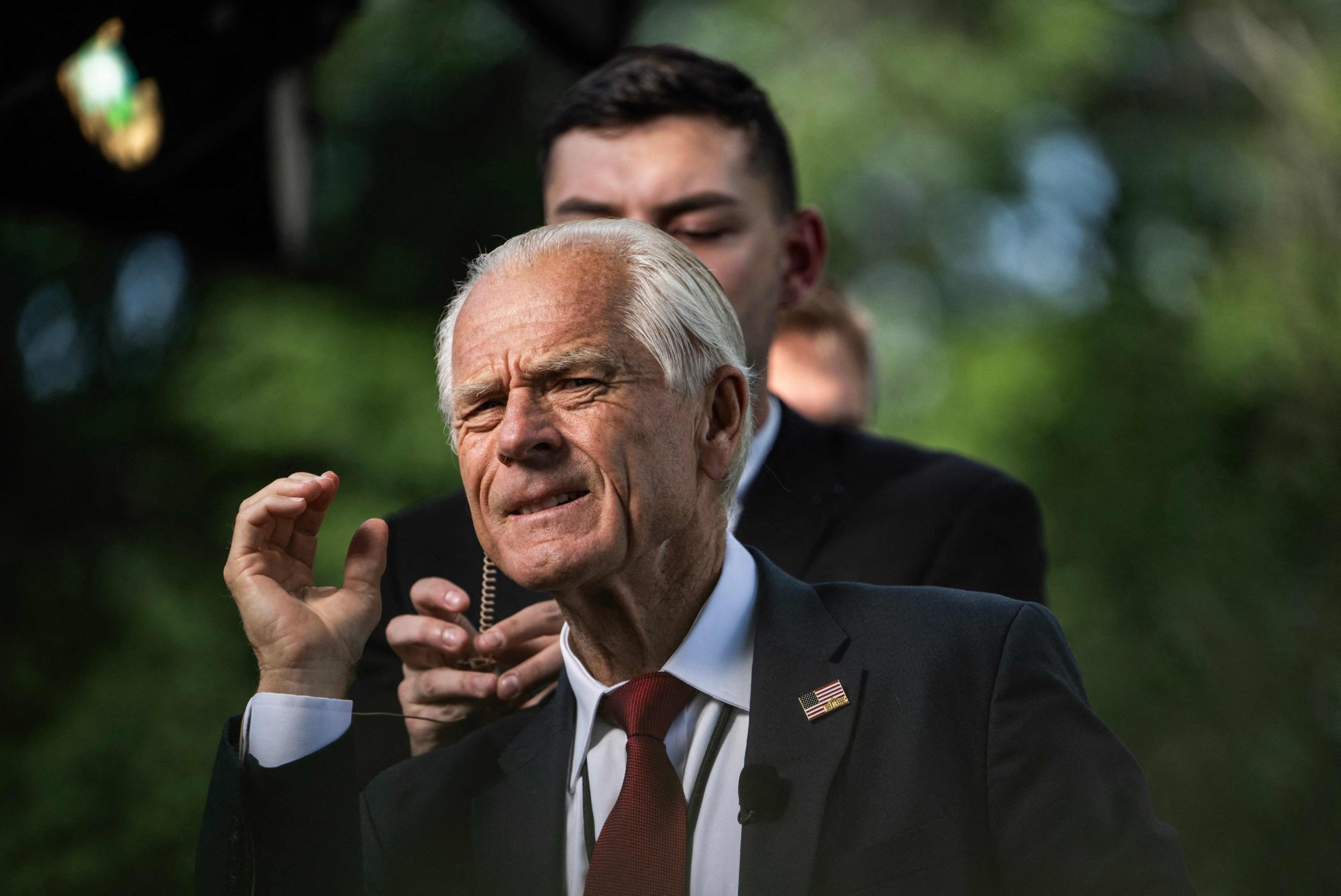 Counsellor to the President for Trade and Manufacturing Peter Navarro gets ready for an interview outside the White House in Washington on Monday. Photo: AFP Counsellor to the President for Trade and Manufacturing Peter Navarro gets ready for an interview outside the White House in Washington on Monday. Photo: AFP