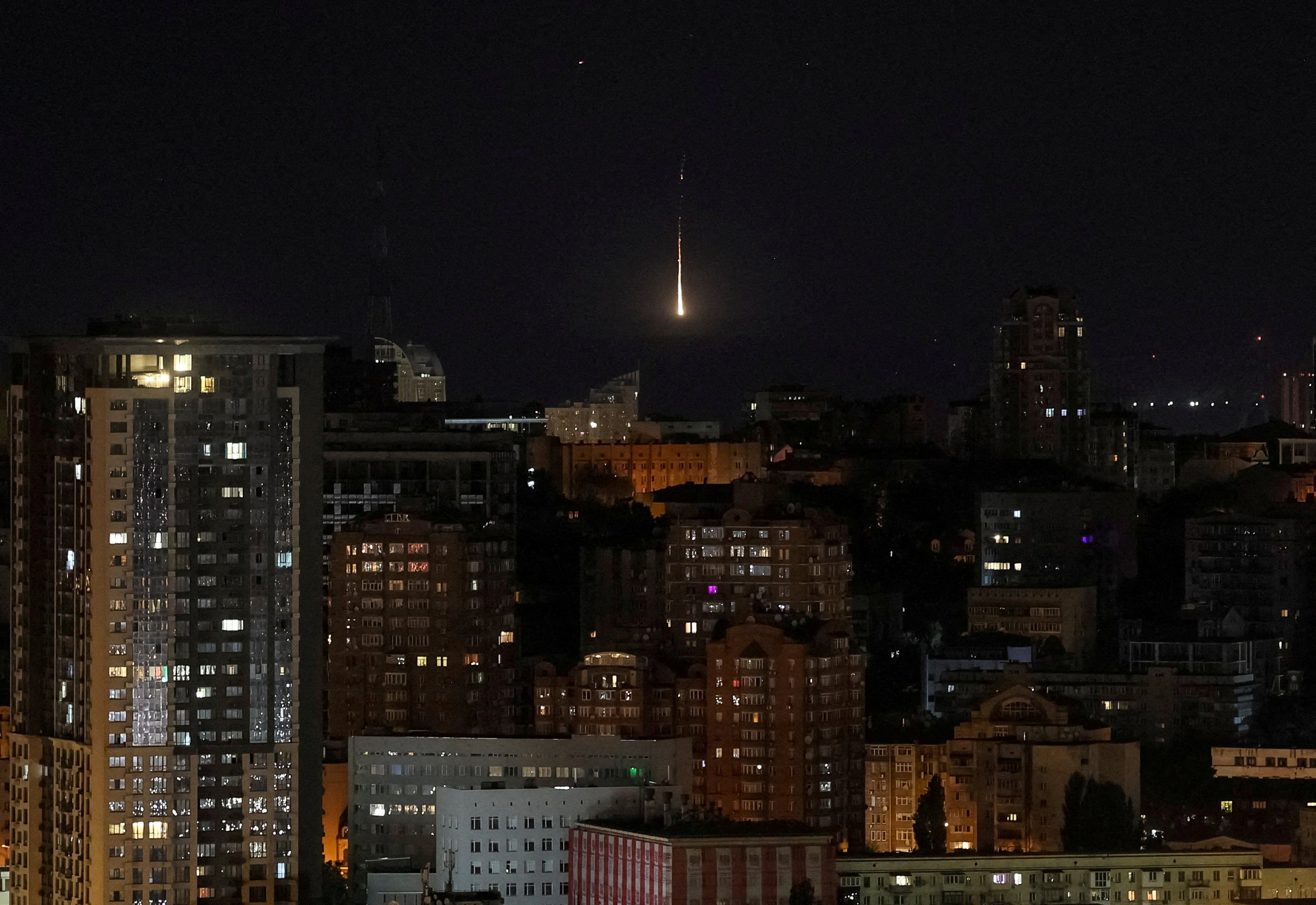 An explosion of a drone in Ukraine’s capital Kyiv overnight on Monday. Photo: Reuters