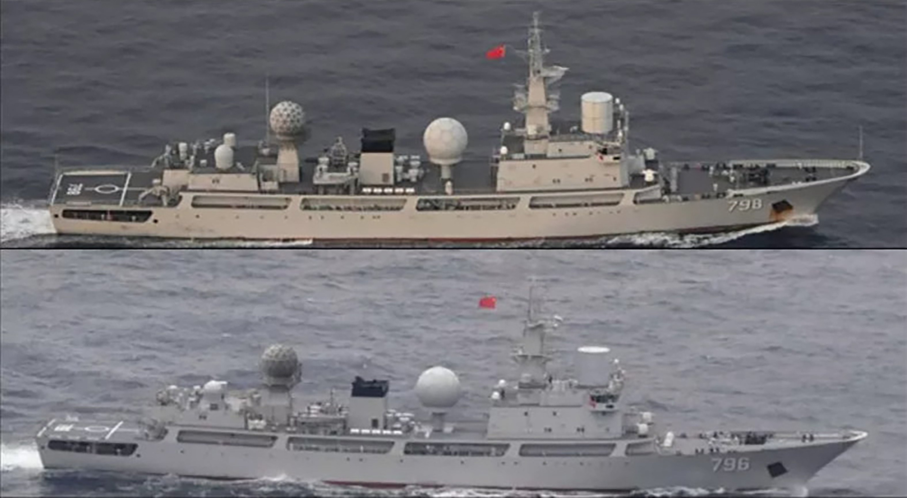 The Yuhengxing (hull number 798) and the Kaiyangxing (hull number 796) are among the PLA Navy’s Type 815A vessels making their presence felt in regional waters. Photo: Handout
