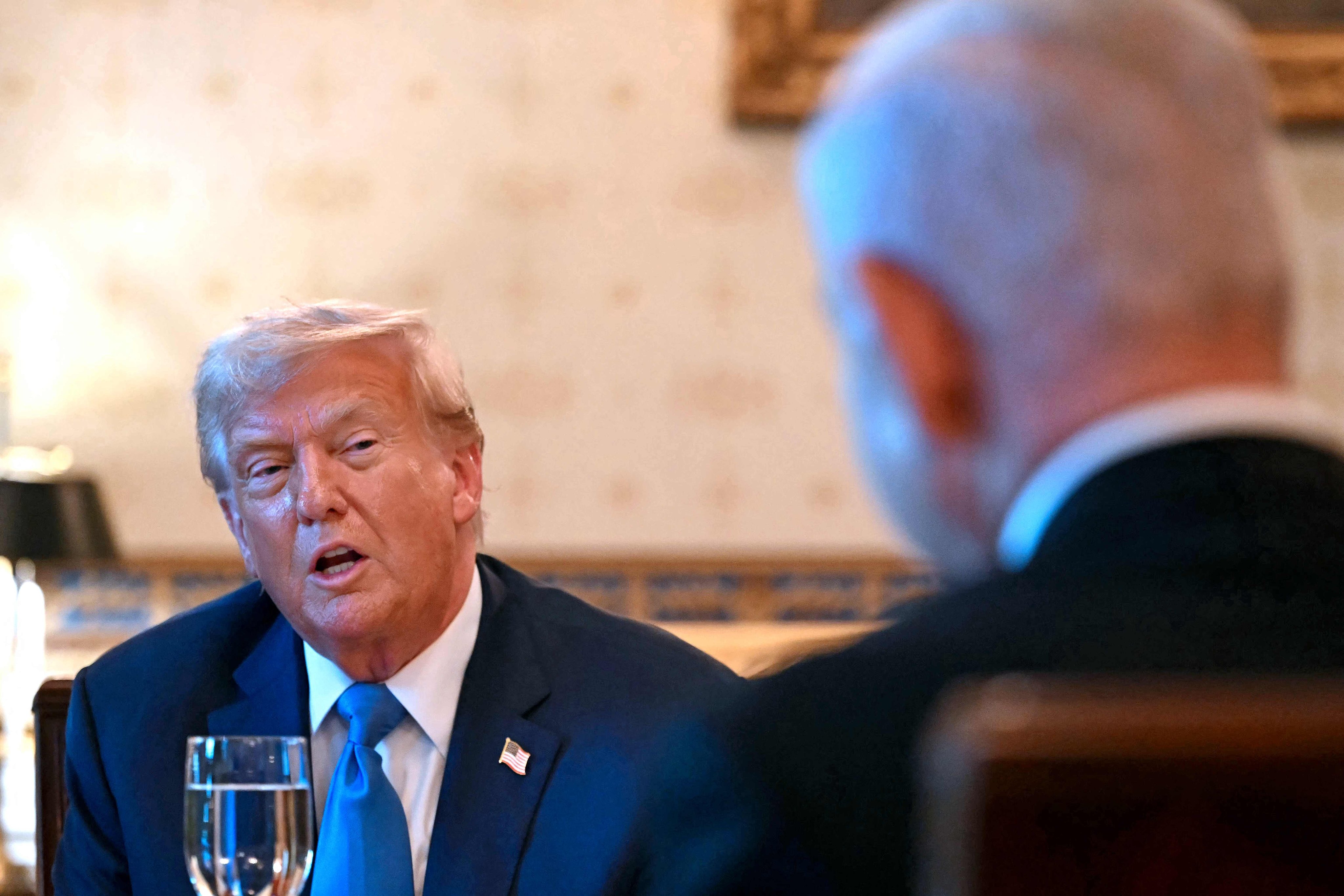 US President Donald Trump having dinner with Israeli Prime Minister Benjamin Netanyahu at the White House. Photo: AFP
