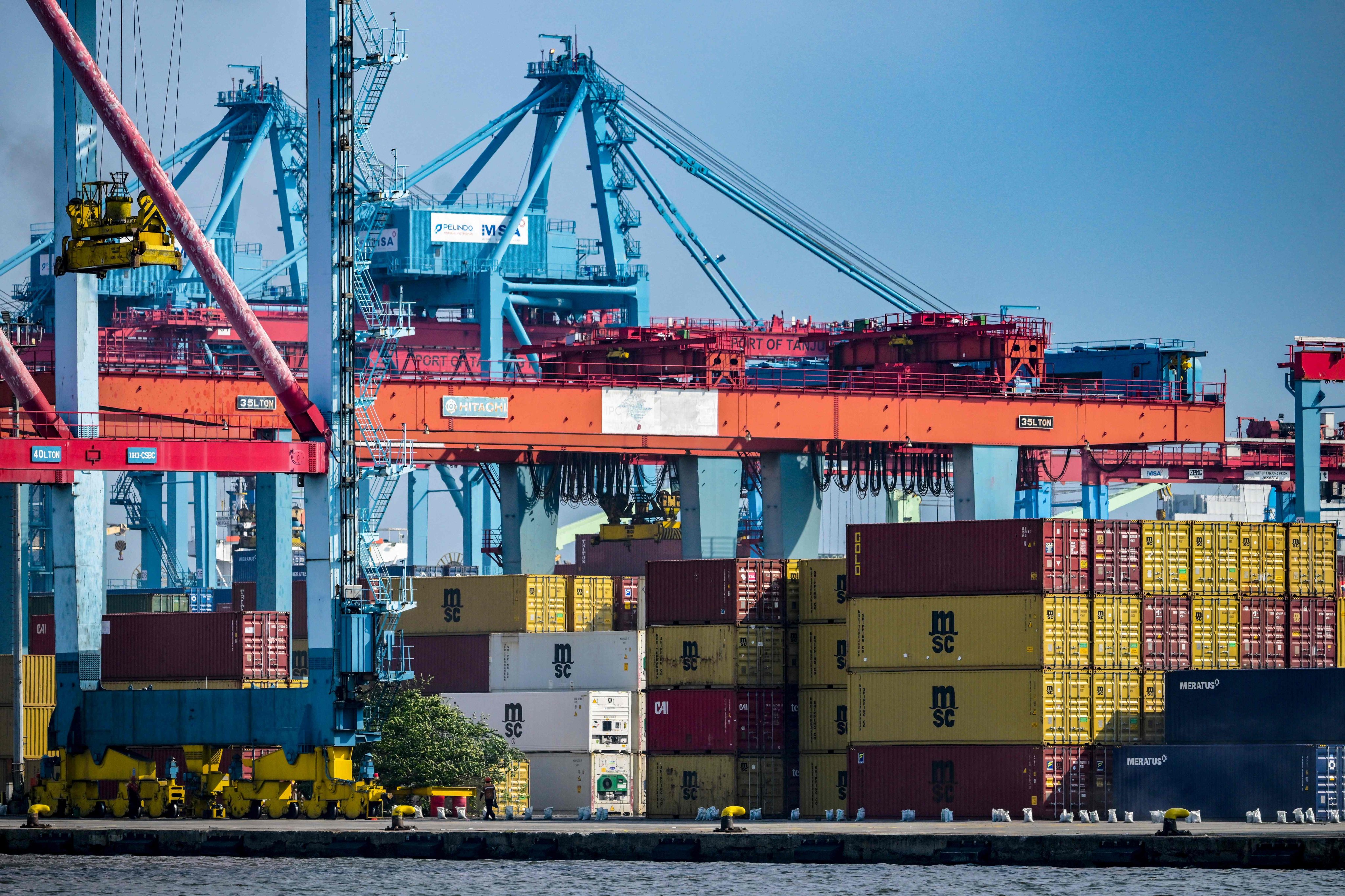 Stacks of cargo containers at the Jakarta International Container Terminal in Tanjung Priok Port on Monday. The US has decided to maintain 32 per cent tariffs on Indonesia. Photo: AFP