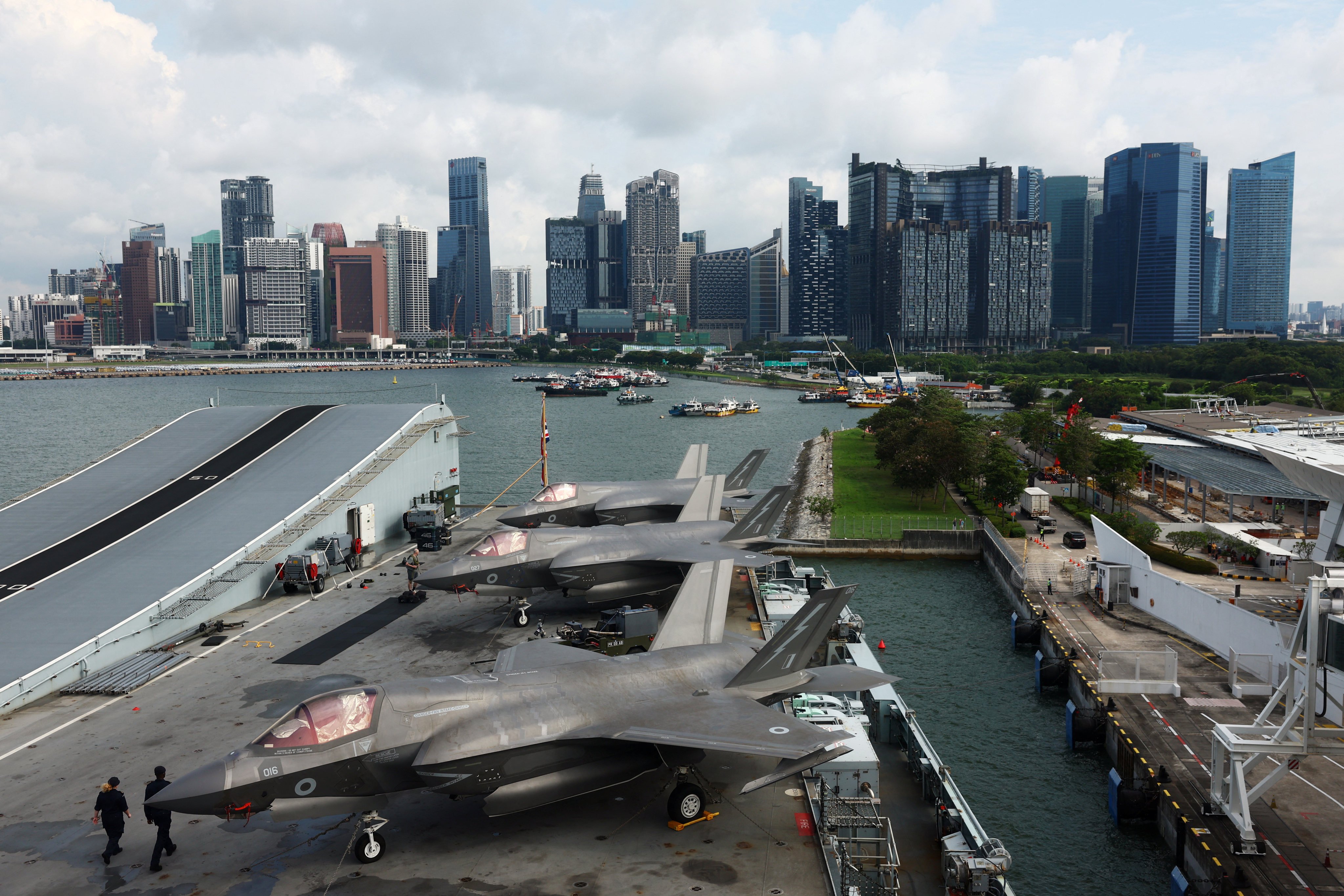 Britain’s HMS Prince of Wales aircraft carrier docked in Singapore on June 24. Photo: Reuters
