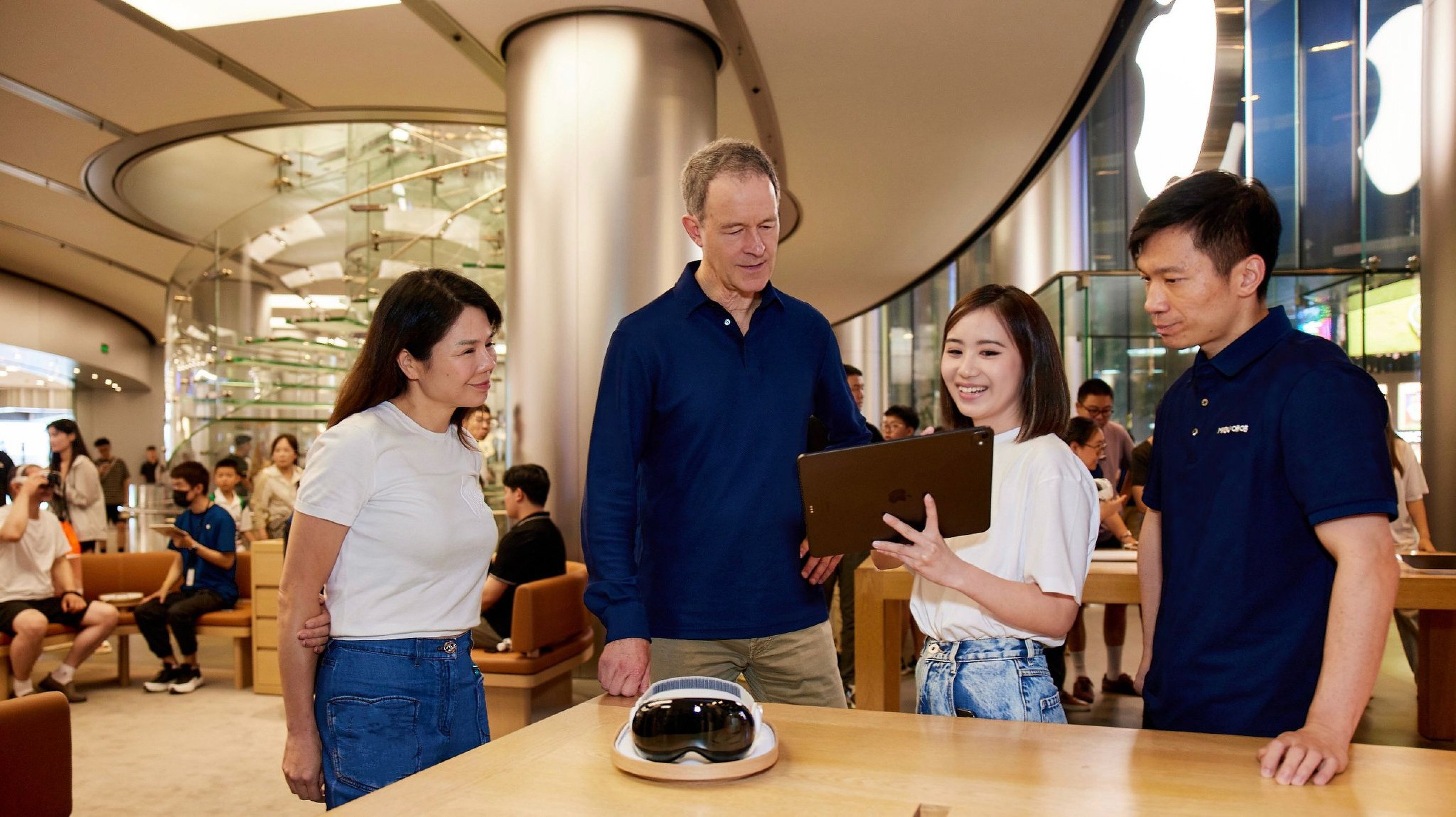 Apple chief operating officer Jeff Williams visits an Apple store in Shenzhen, China, in July 2024. Photo: Handout