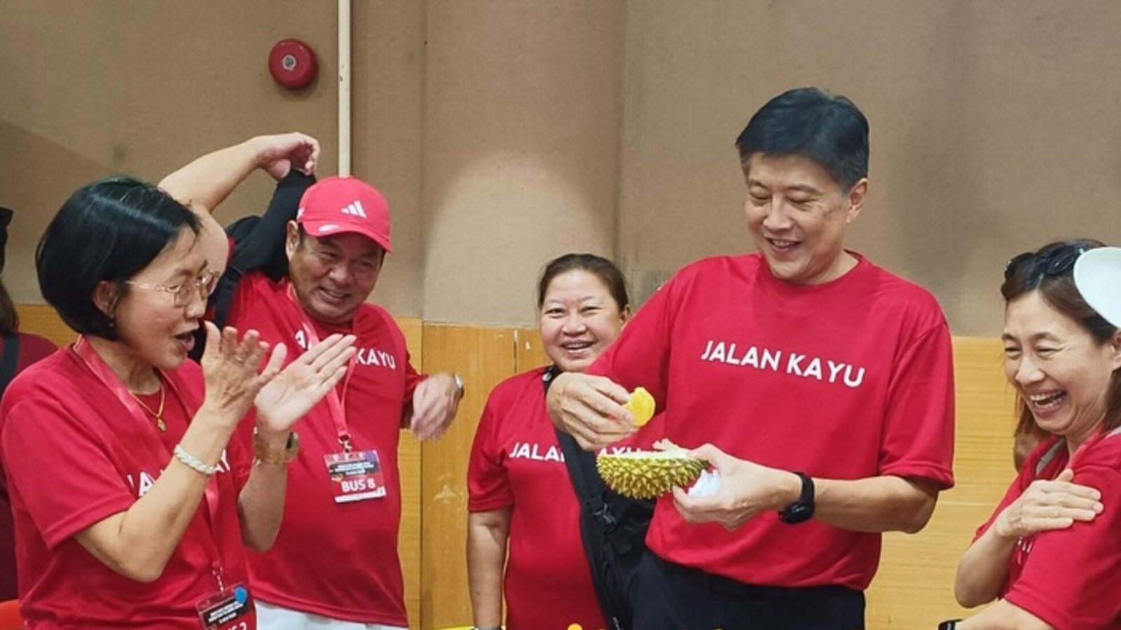 People’s Action Party MP Ng Chee Meng enjoys a durian-filled day trip to Johor with residents from his Jalan Kayu constituency. Photo: Instagram / ng.chee.meng