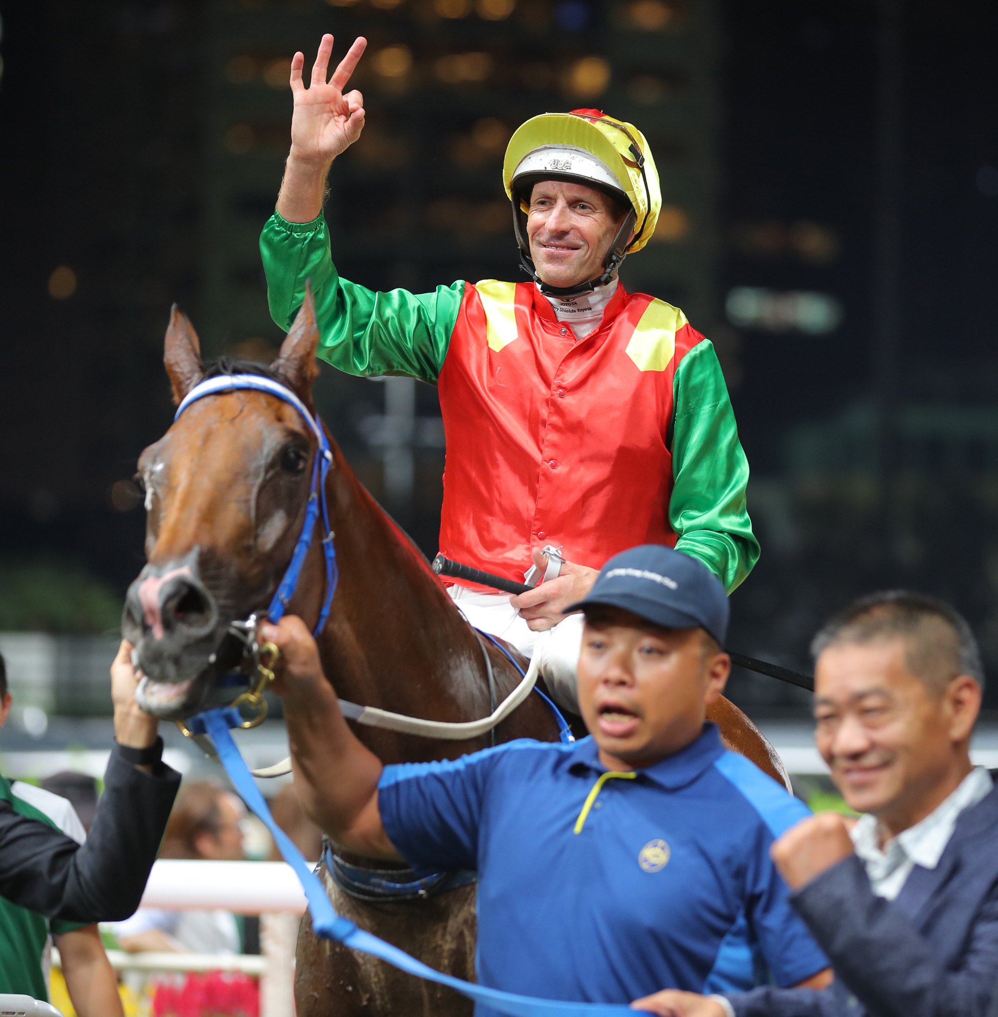 Hugh Bowman celebrates in classic fashion. Hugh Bowman celebrates in classic fashion.