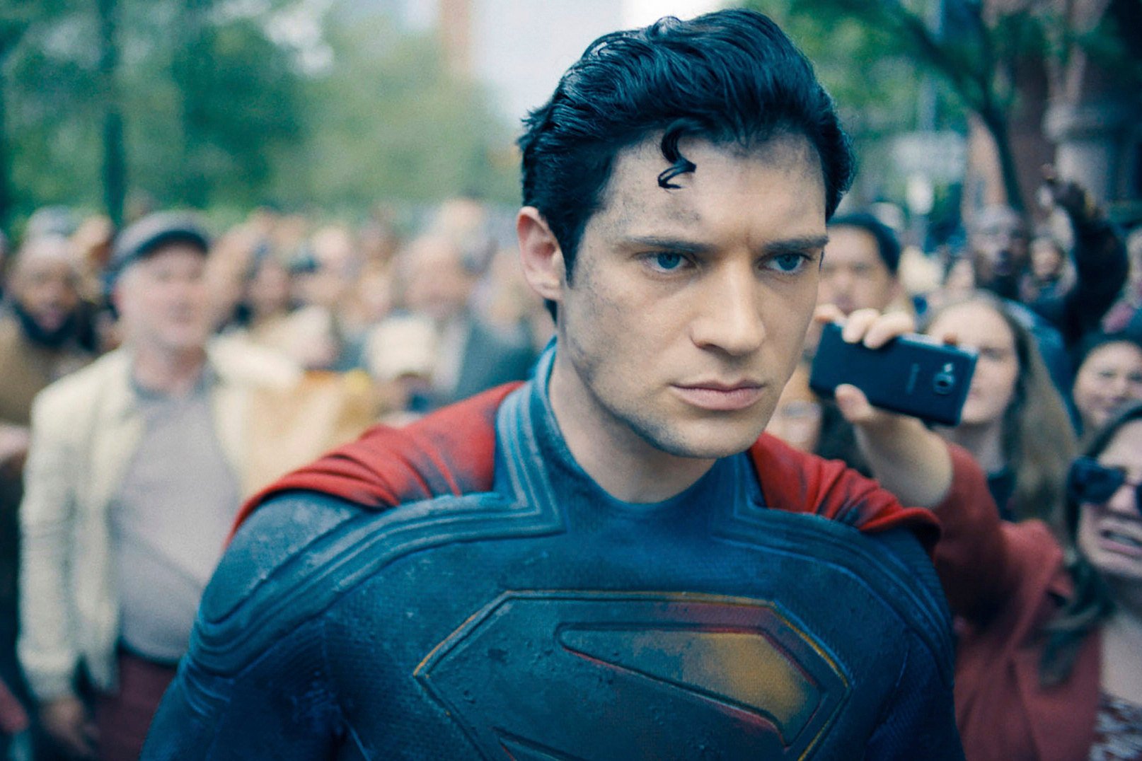 David Corenswet in a scene from Superman. He reveals why he made a throwaway comment about playing the superhero in 2019, how he prepared for the role and more. Photo: AP