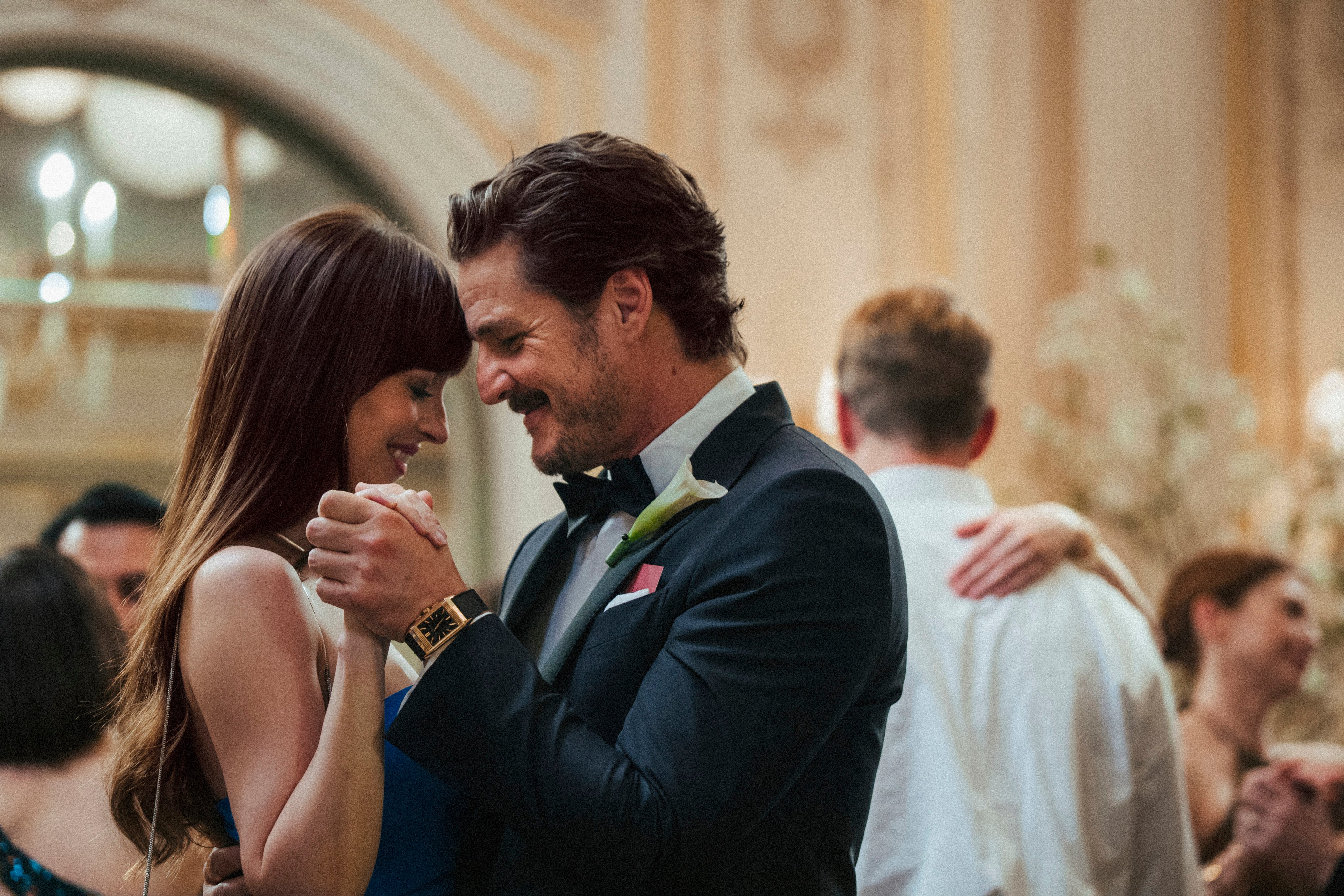 Dakota Johnson and Pedro Pascal in a scene from Materialists. Photo: AP