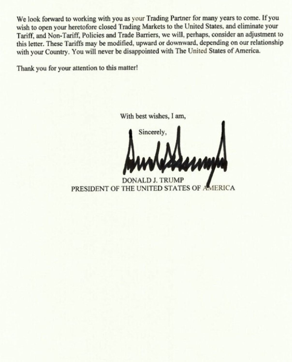 President Trump’s Wednesday letter setting 20 per cent tariffs on imports from the Philippines. Photo: Mark Magnier President Trump’s Wednesday letter setting 20 per cent tariffs on imports from the Philippines. Photo: Mark Magnier
