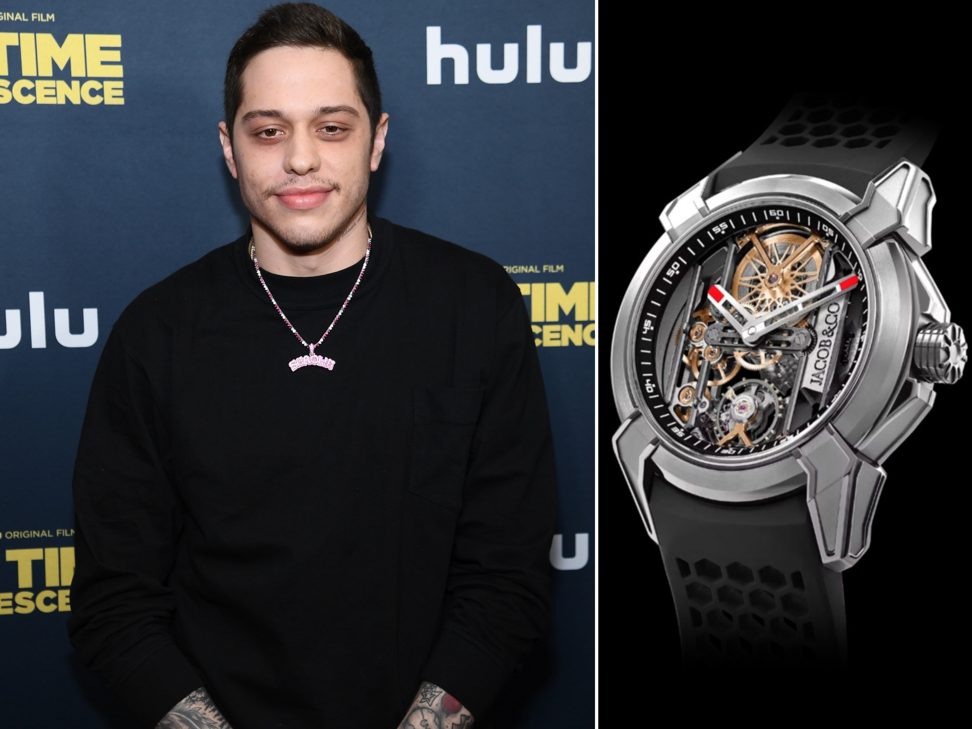 Pete Davidson has a flashy watch collection. Photos: Getty Images; Jacob & Co.