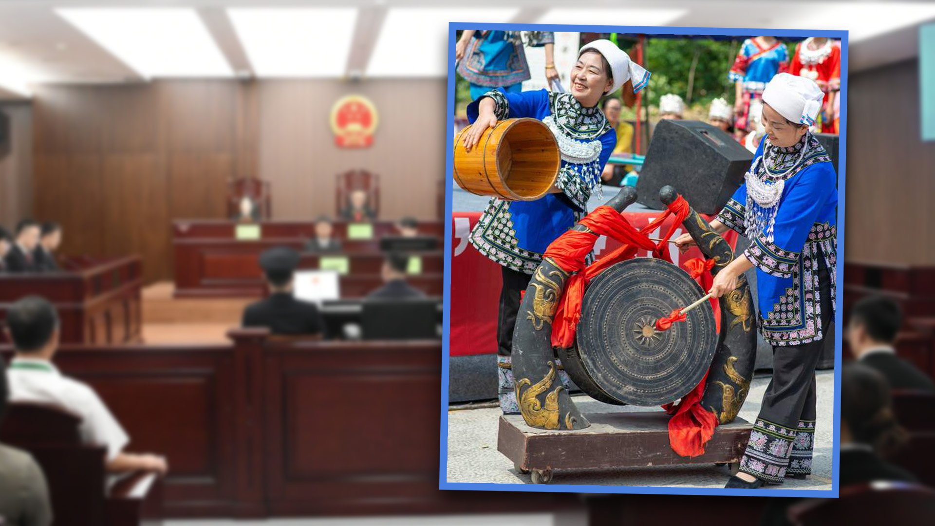 Some courts in China have hired traditional folk singers to help mediate legal disputes. Photo: SCMP composite/Sohu
