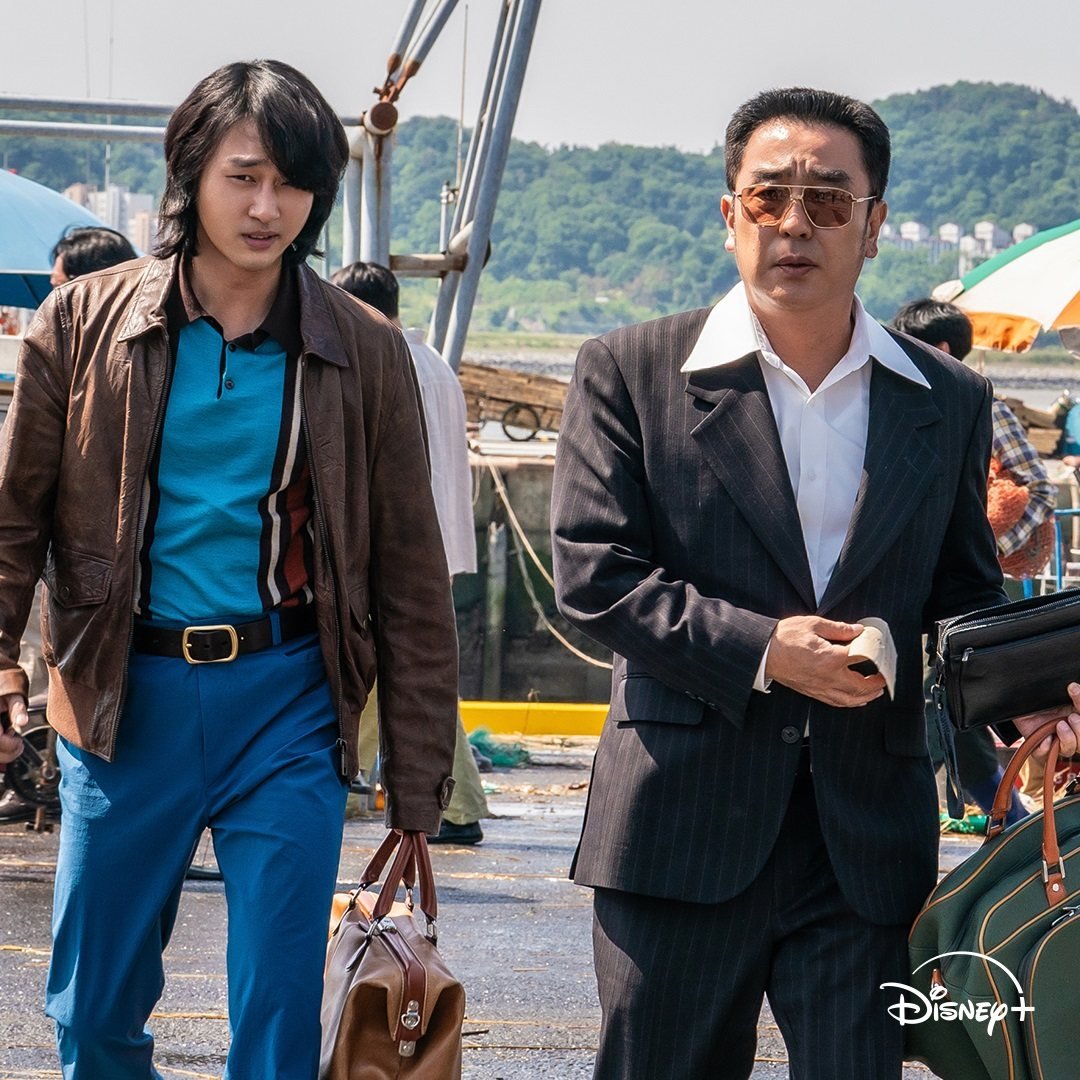 Ryu Seung-ryong (right) and Jung Yun-ho in a still from Low Life, which will start streaming on Disney+ on July 16. Photo: Disney+