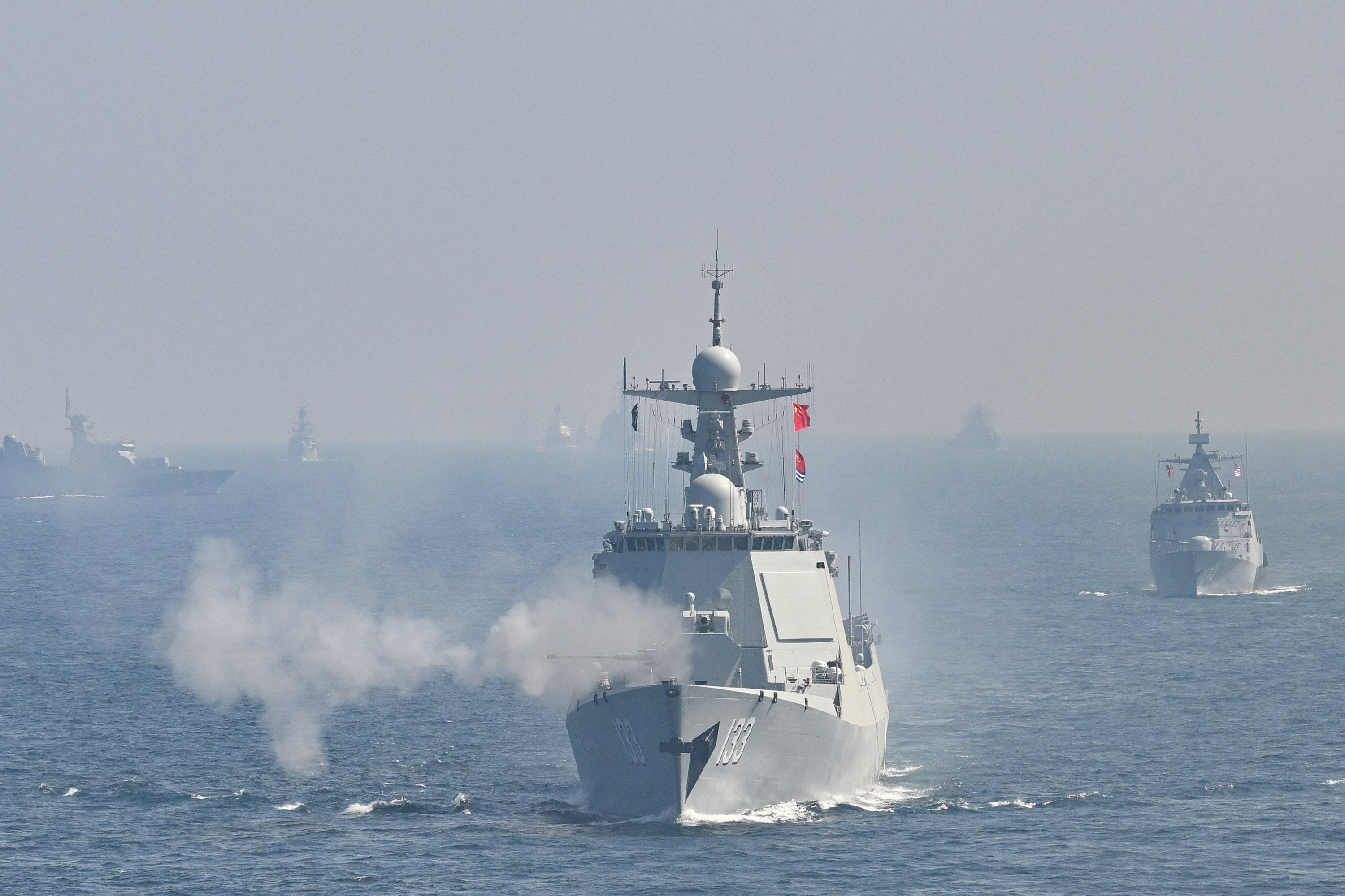 The Baotou, reportedly part of a task force of PLA vessels that Germany has accused of targetting one of its aircraft, during a naval exercise in the Arabian Sea on February 10. Photo: AFP/Getty Images/TNS