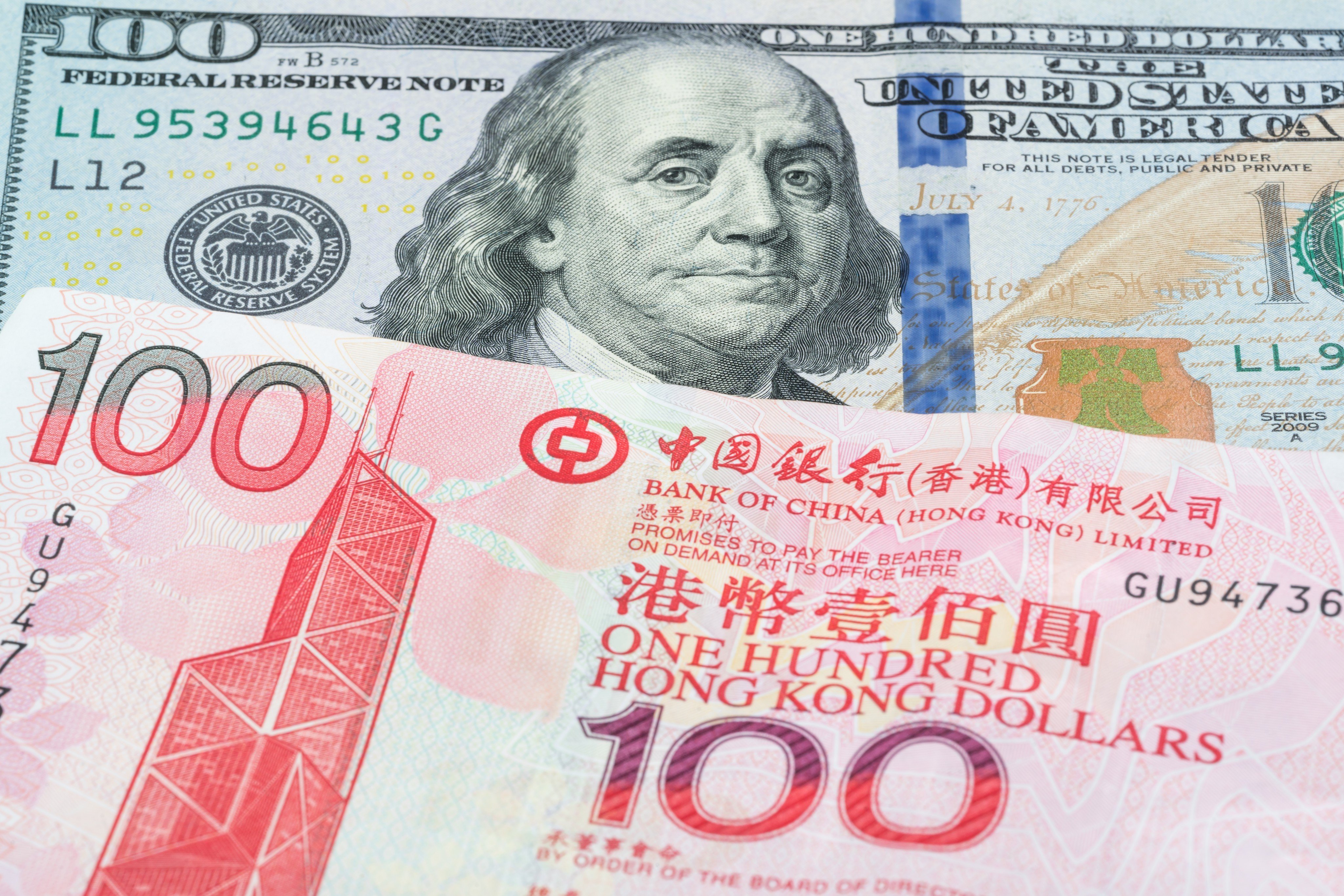 American and Hong Kong banknotes. Photo: Shutterstock Images