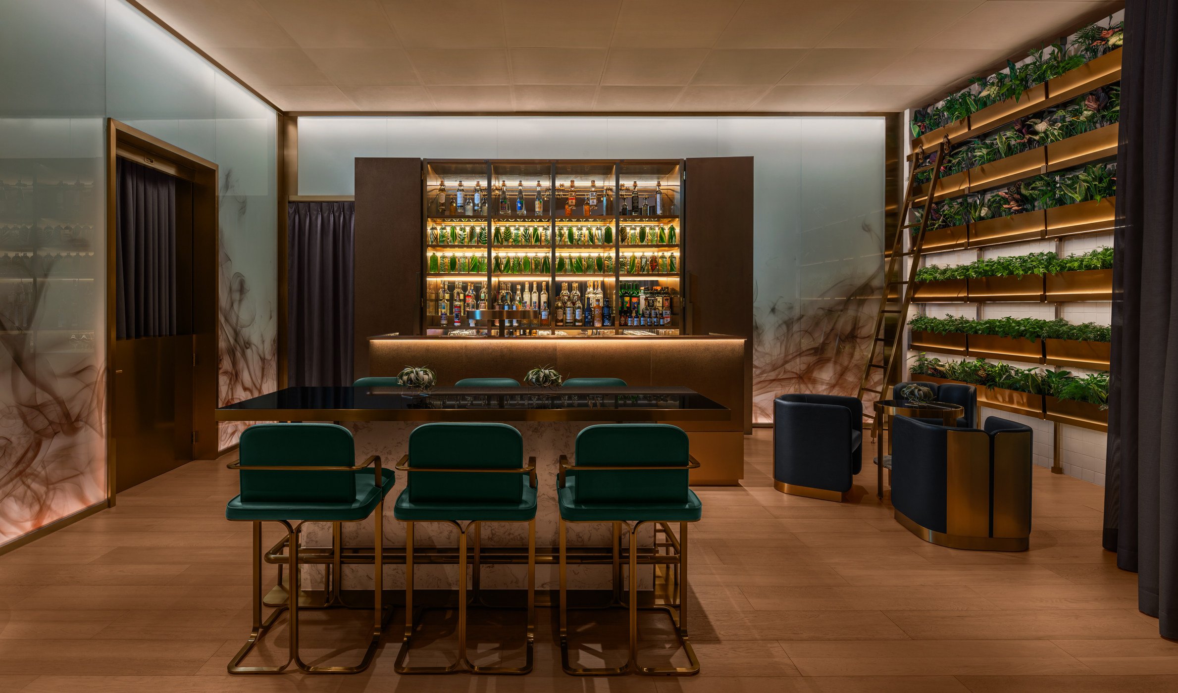 A Perfect Dose at W Macau, with its sizeable botanicals wall to the right. Photo: Handout