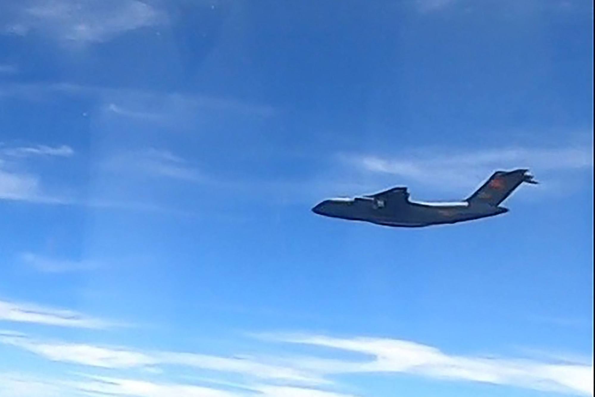 A Chinese People’s Liberation Army Air Force Xian Y-20 aircraft is spotted in the airspace over Malaysia’s maritime zone near the coast of Sarawak state on Borneo island in May 2021. Photo: Handout / Royal Malaysian Air Force / AFP