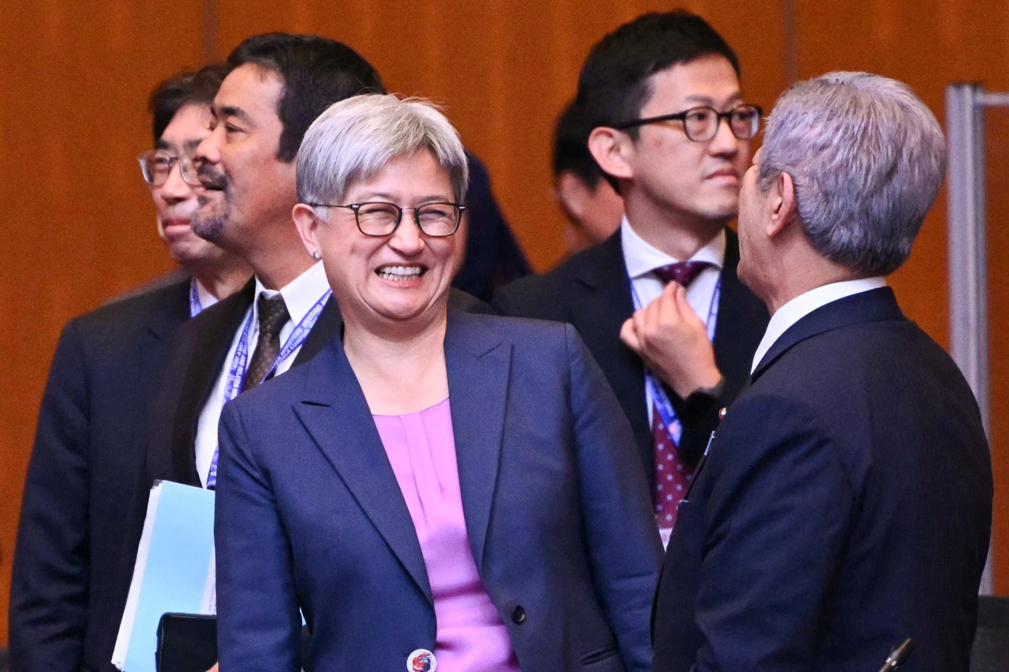Australia’s Foreign Minister Penny Wong, who is of Malaysian Chinese ancestry, talks to Japan’s Foreign Minister Takeshi Iwaya on the sidelines of an Asean meeting in Kuala Lumpur on Friday. Photo: Reuters Australia’s Foreign Minister Penny Wong, who is of Malaysian Chinese ancestry, talks to Japan’s Foreign Minister Takeshi Iwaya on the sidelines of an Asean meeting in Kuala Lumpur on Friday. Photo: Reuters