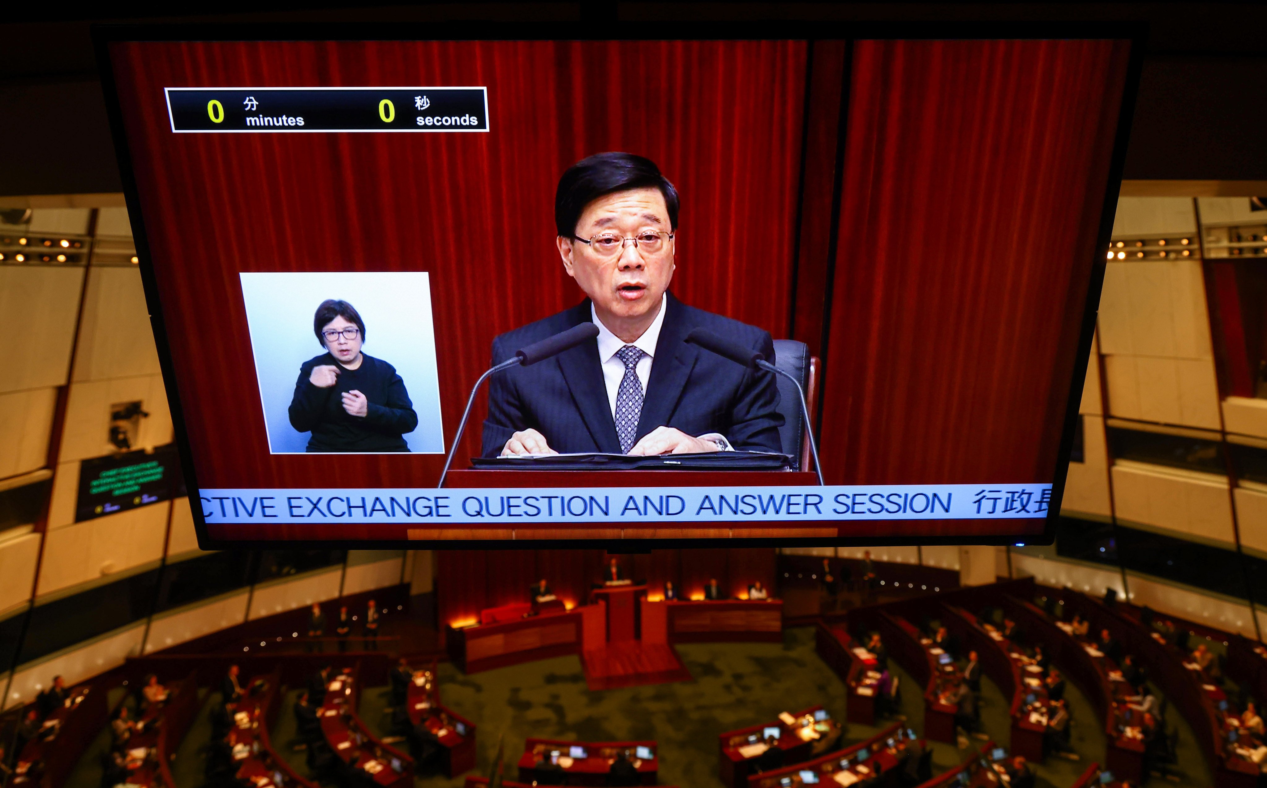 Chief Executive John Lee Ka-chiu attends a question and answer session in the Legislative Council chambers in Admiralty on May 29. Photo: Dickson Lee