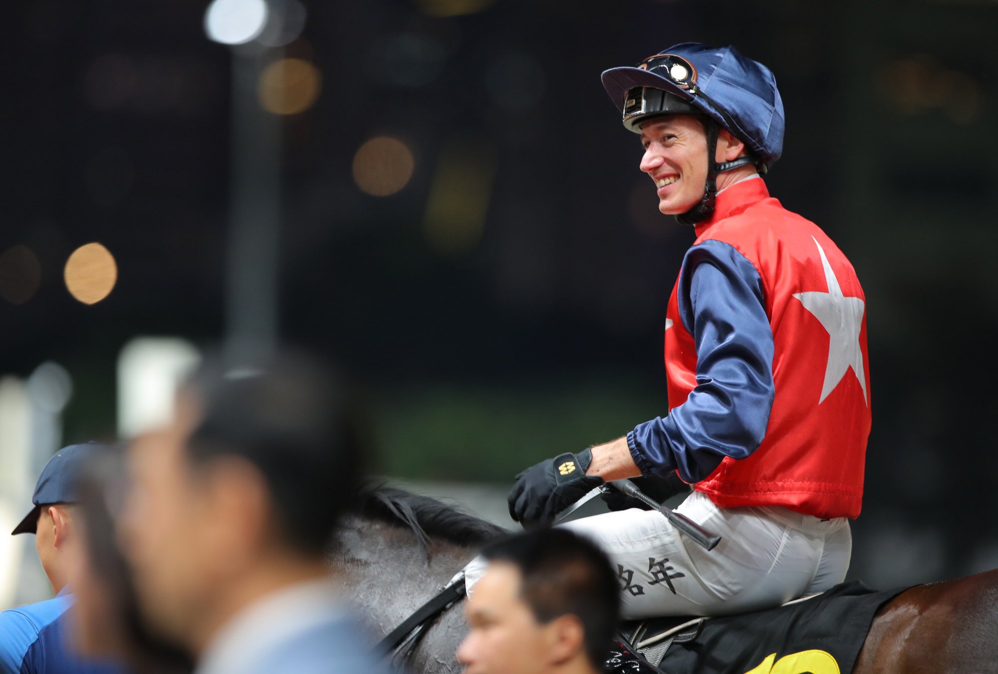 Antoine Hamelin enjoys his win aboard Red Majesty on Wednesday night.