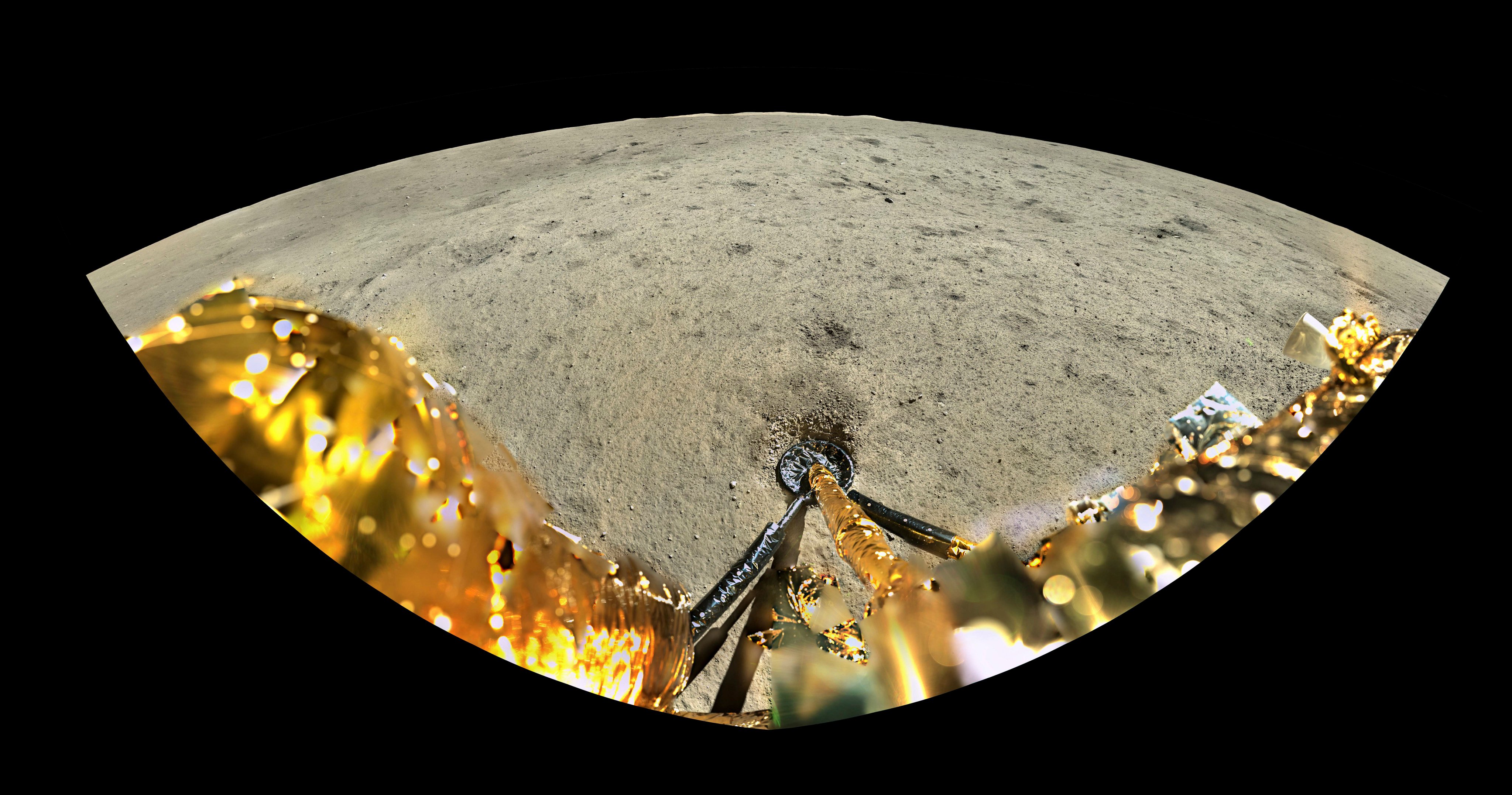 A view of the moon’s surface captured by a panoramic camera aboard the lander-ascender combination of China’s Chang’e-6 spacecraft. Photo: Xinhua via AP