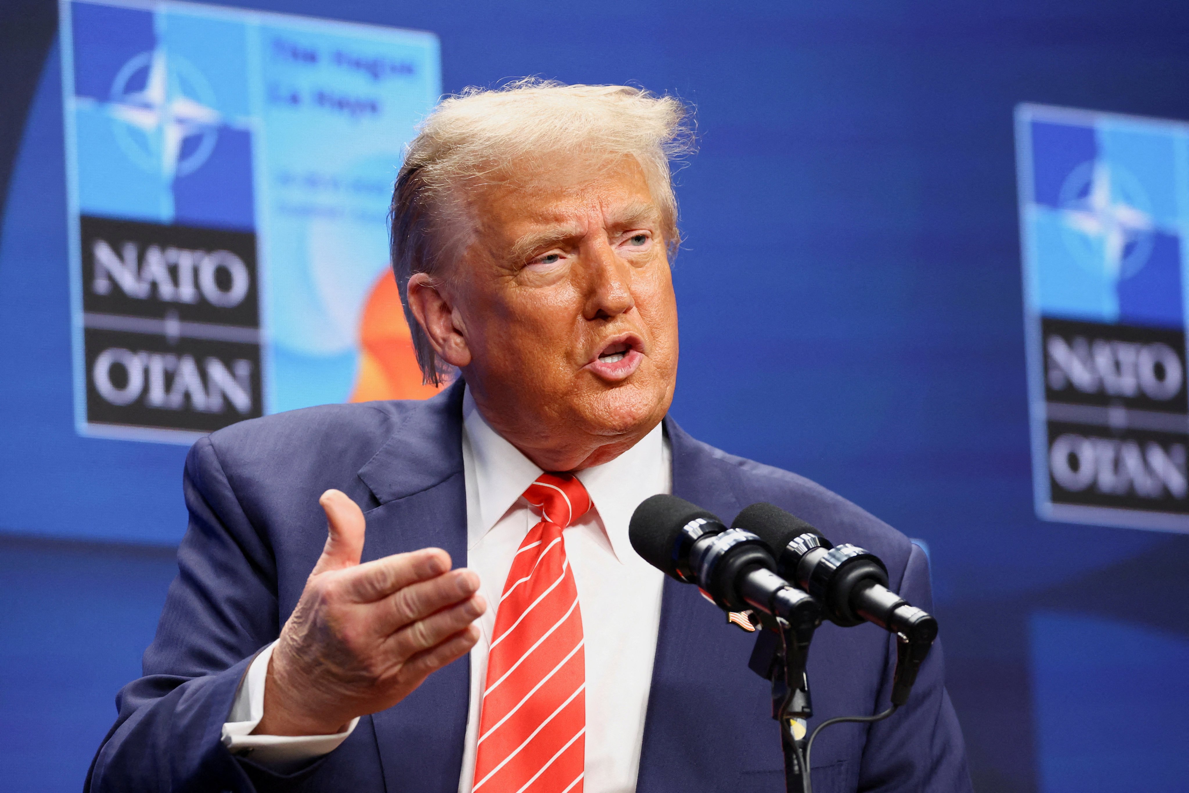 US President Donald Trump speaks during a press conference at the Nato summit in The Hague, Netherlands on June 25. Photo: Reuters