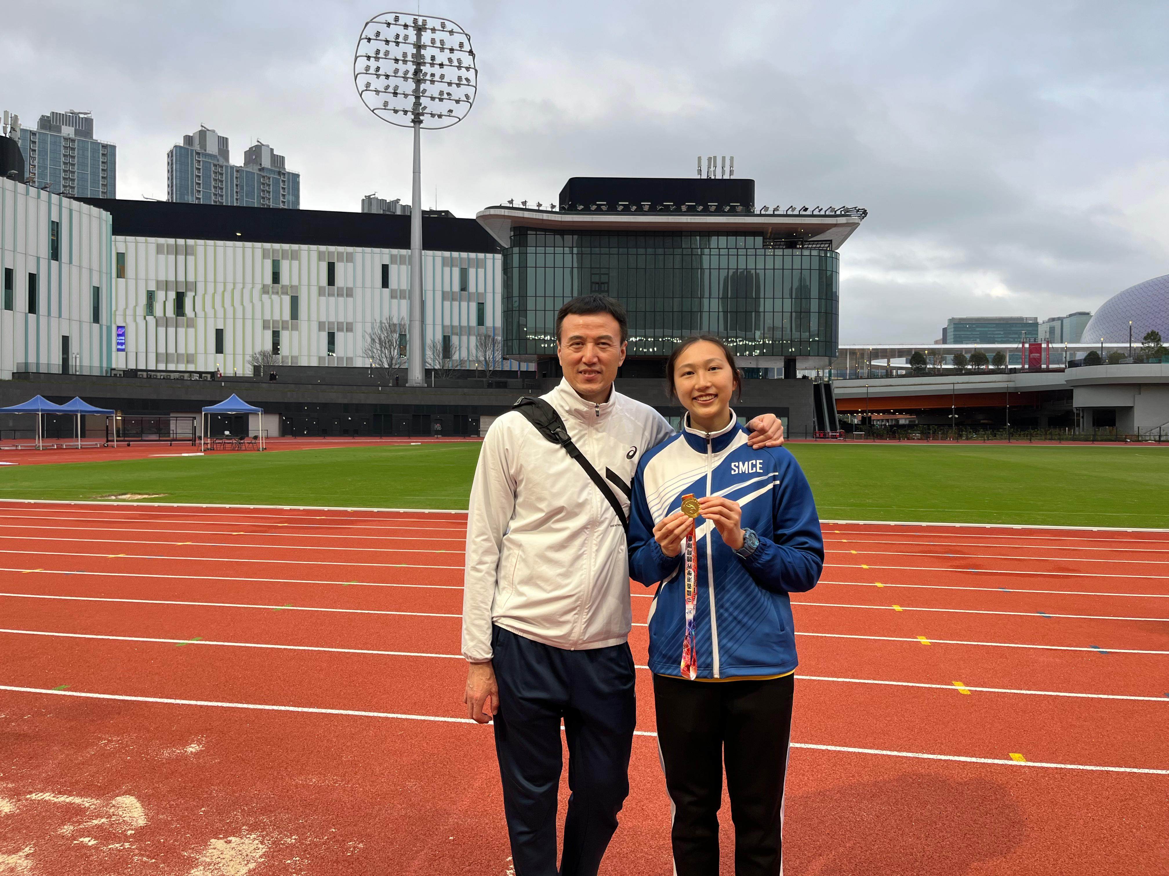 Tiffany Jia with her father Jia Dong-jin at Kai Tak Youth Sports Ground. Photo: Tiffany Jia